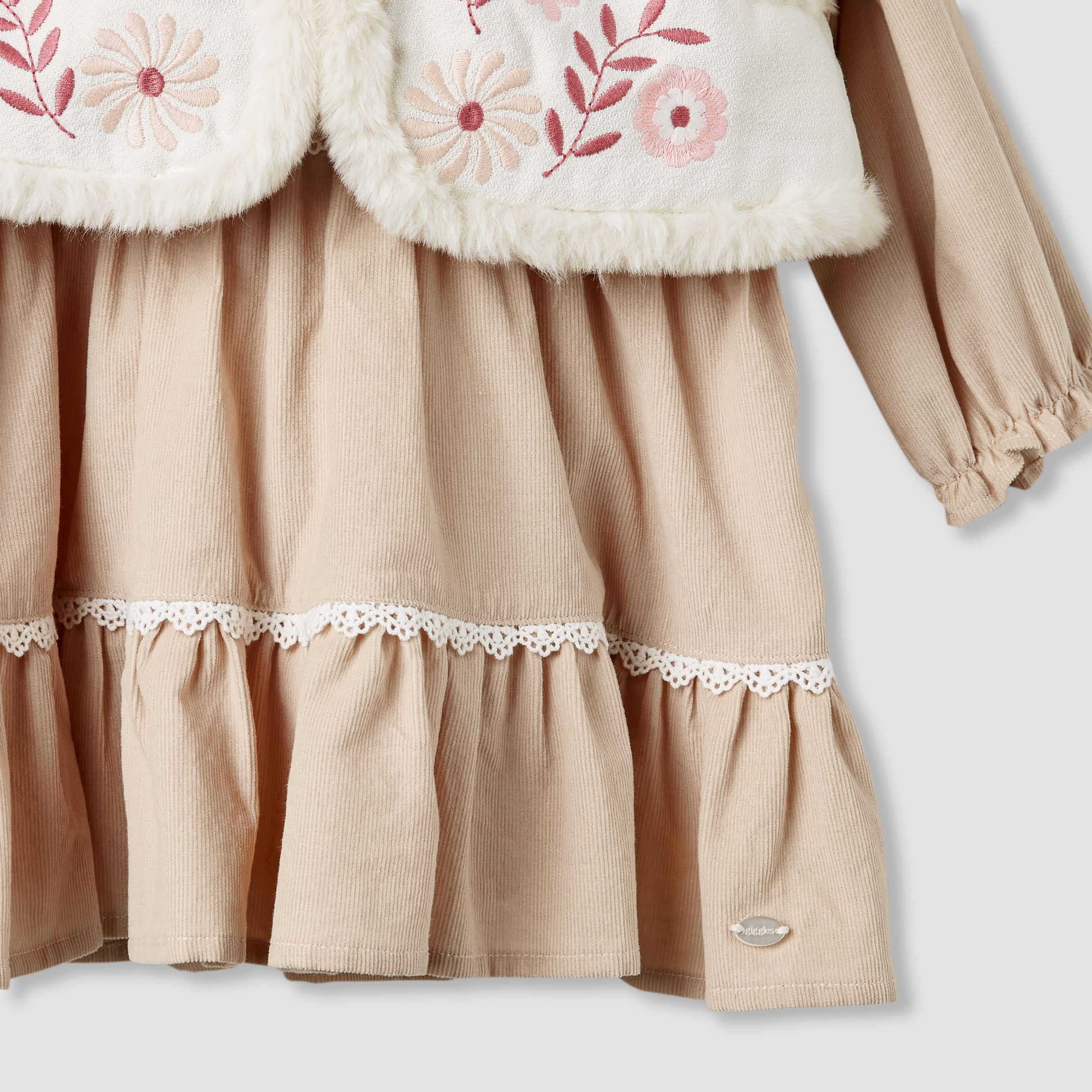Giggles Embroidered Tiered Dress with Sweater and Stockings-baby-girls-clothing-winterwear-dresses-image-6