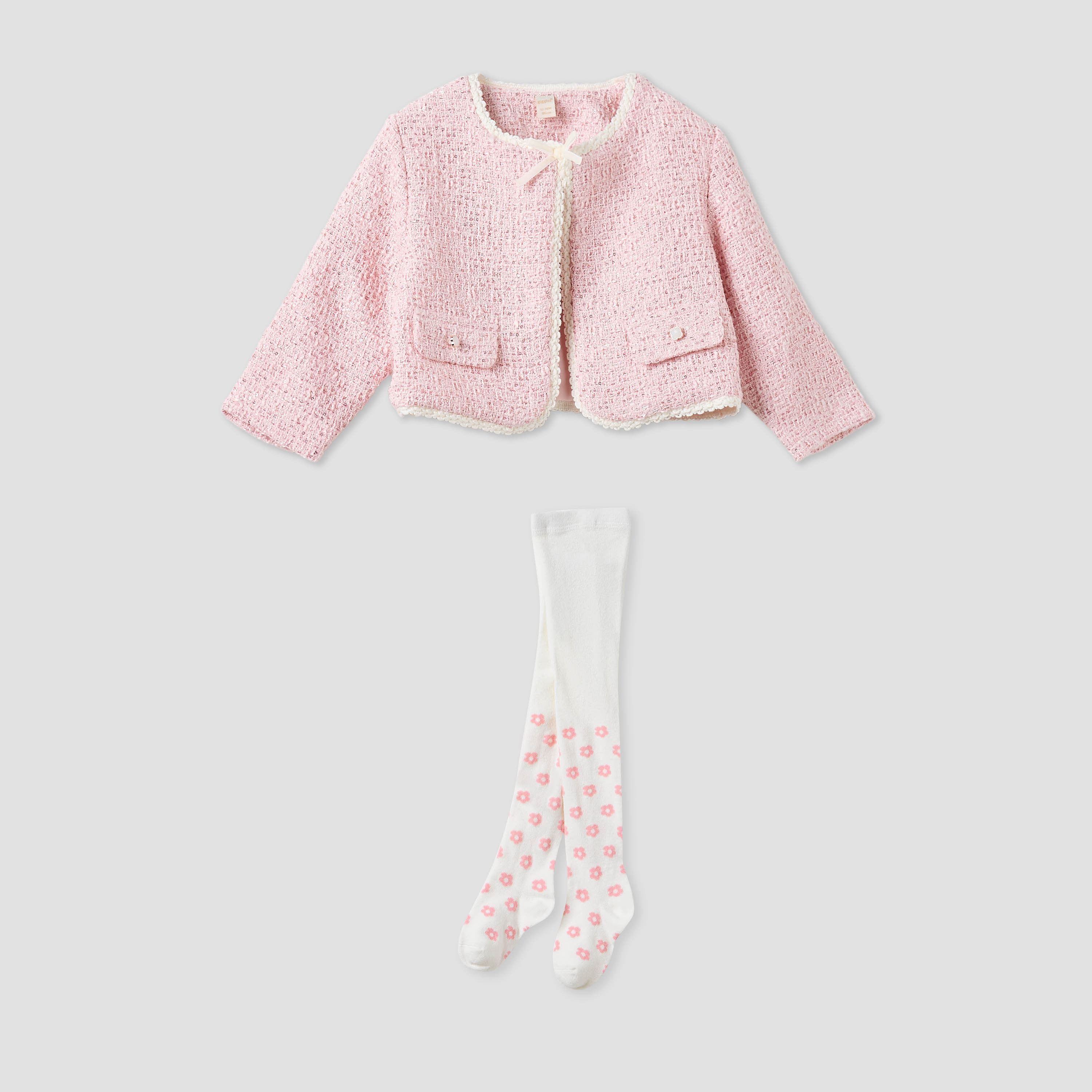 Giggles Textured Cardigan and Tights Set-baby-girls-clothing-setsandcoords-image-1