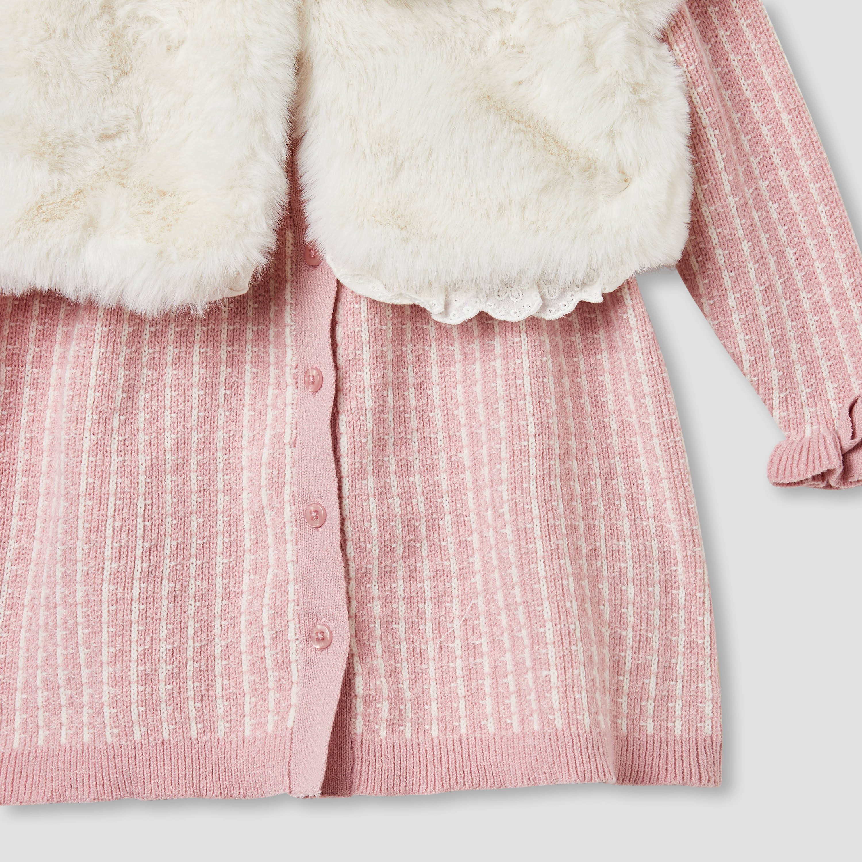 Giggles Textured Dress with Shrug and Tights-baby-girls-clothing-winterwear-dresses-image-7