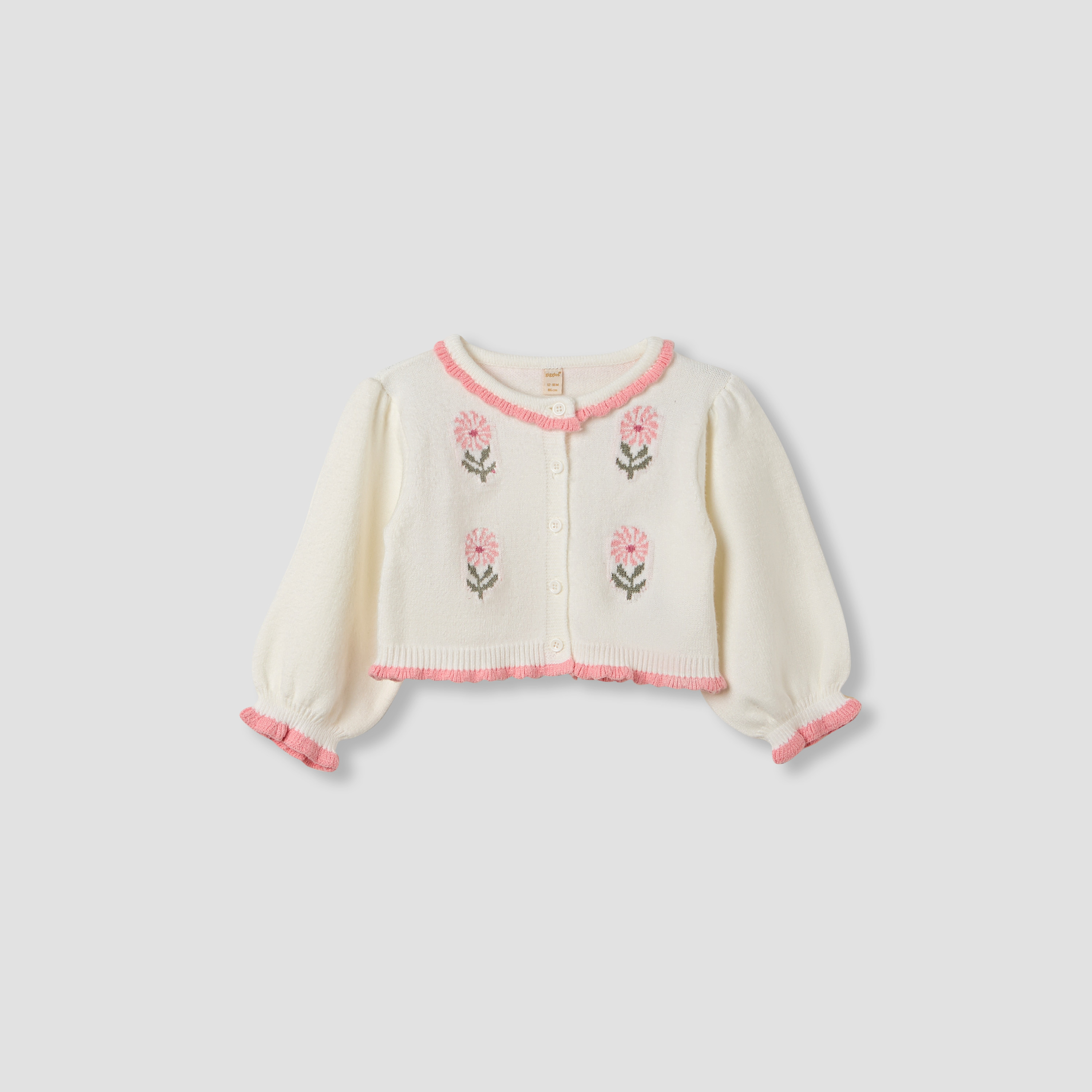 Giggles Floral Print Dress with Cardigan and Tights-baby-girls-clothing-winterwear-dresses-image-4