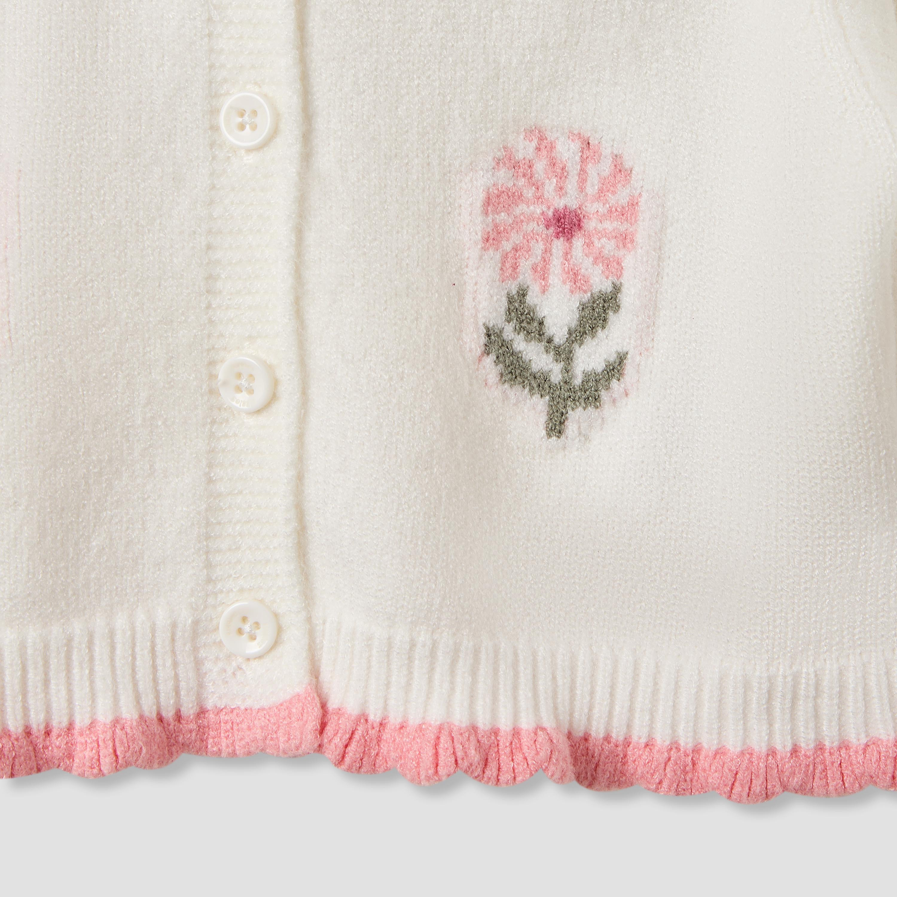 Giggles Floral Print Dress with Cardigan and Tights-baby-girls-clothing-winterwear-dresses-image-9