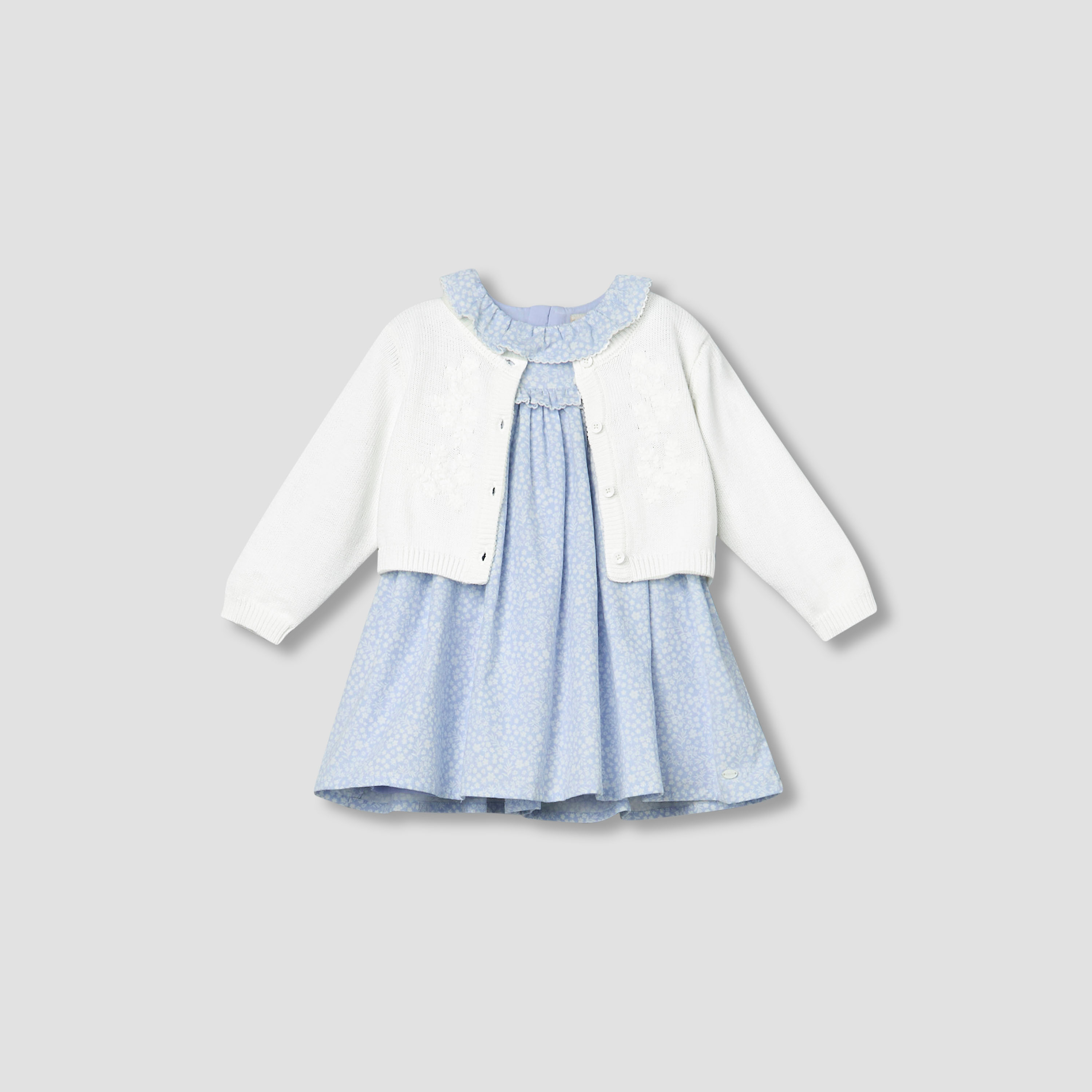 Giggles Round Neck Long Sleeves Dress with Cardigan and Tights-baby-girls-clothing-dressesandjumpsuits-image-3