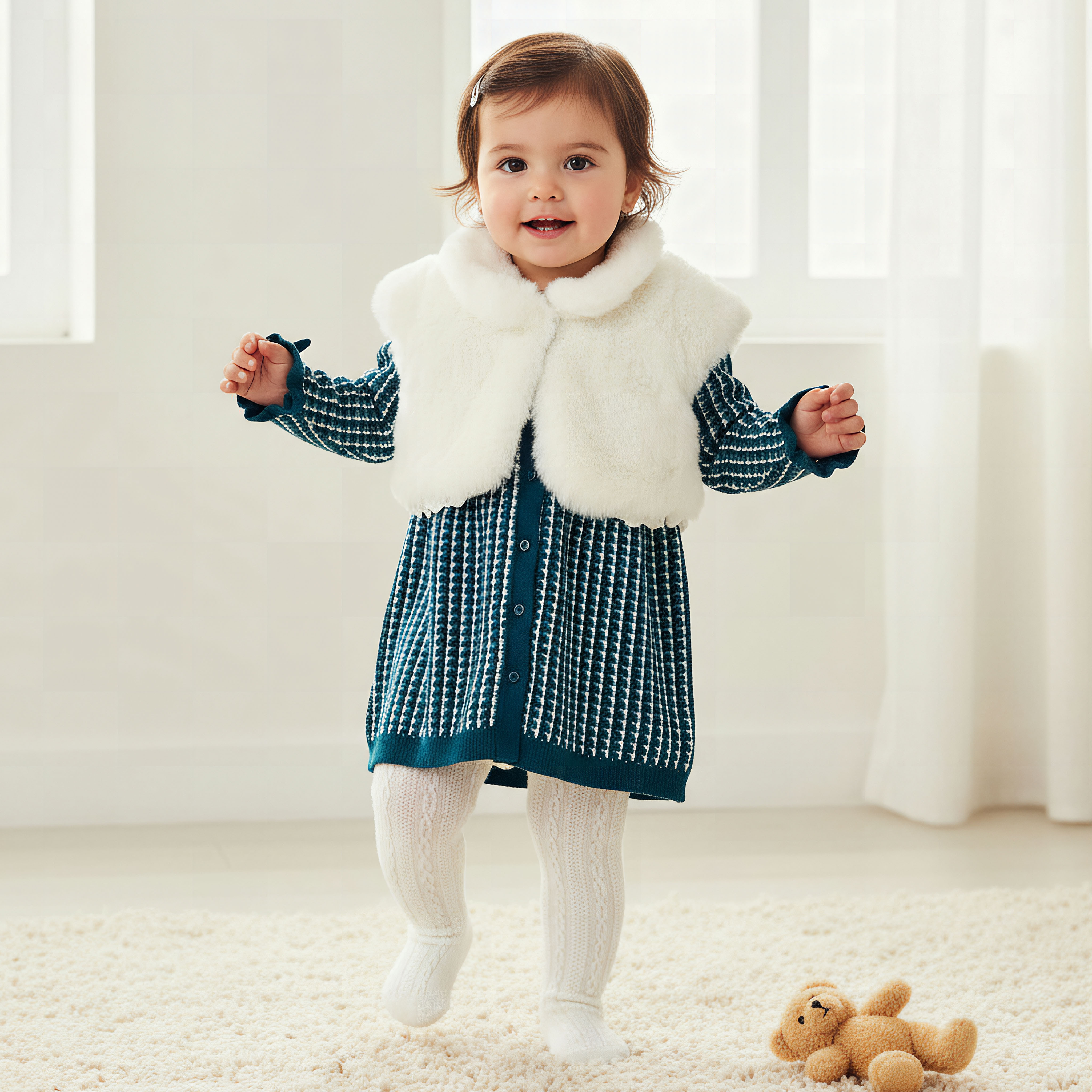 Giggles Textured Dress with Shrug and Tights-baby-girls-clothing-dressesandjumpsuits-image-1