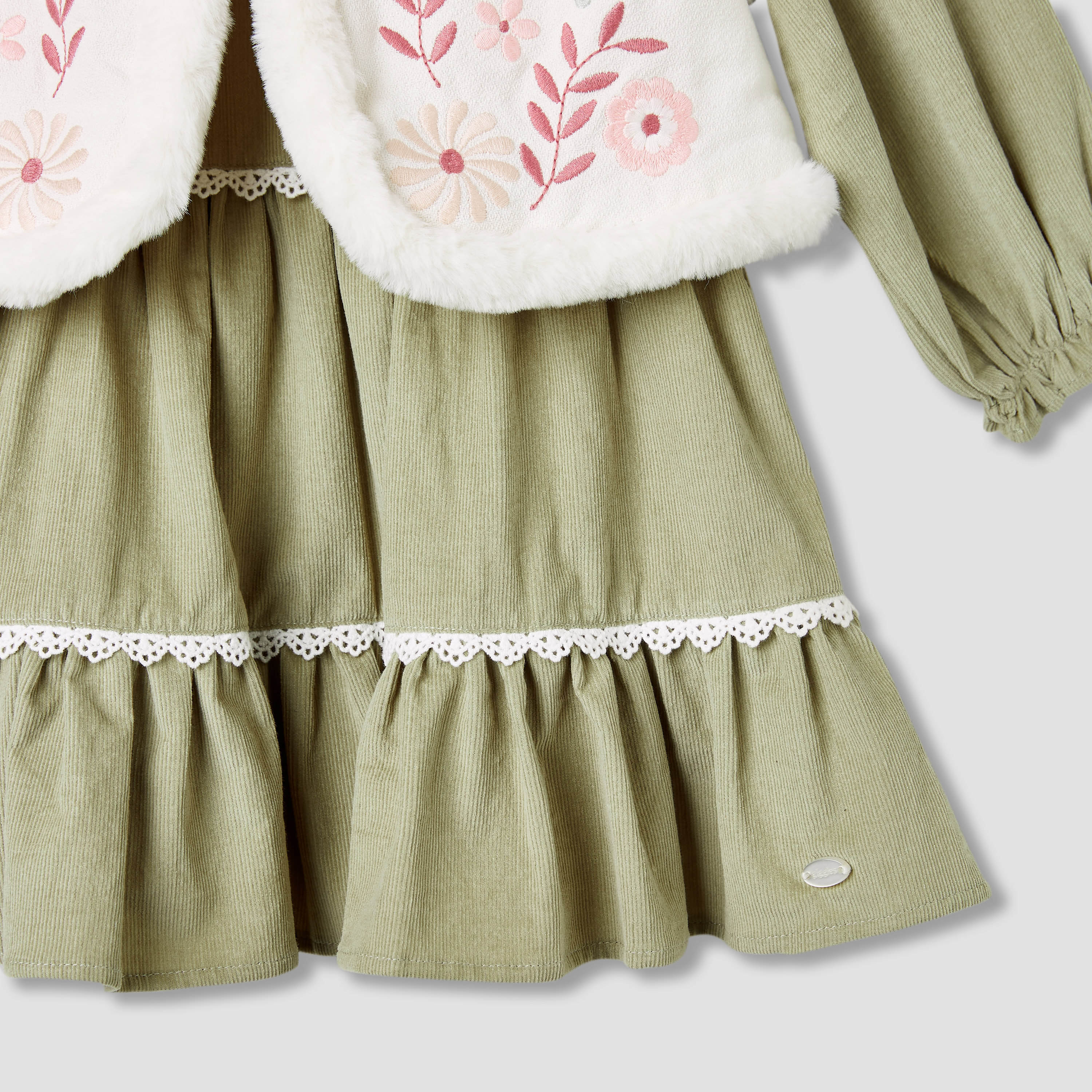 Giggles Embroidered Tiered Dress with Sweater and Stockings-baby-girls-clothing-winterwear-dresses-image-8