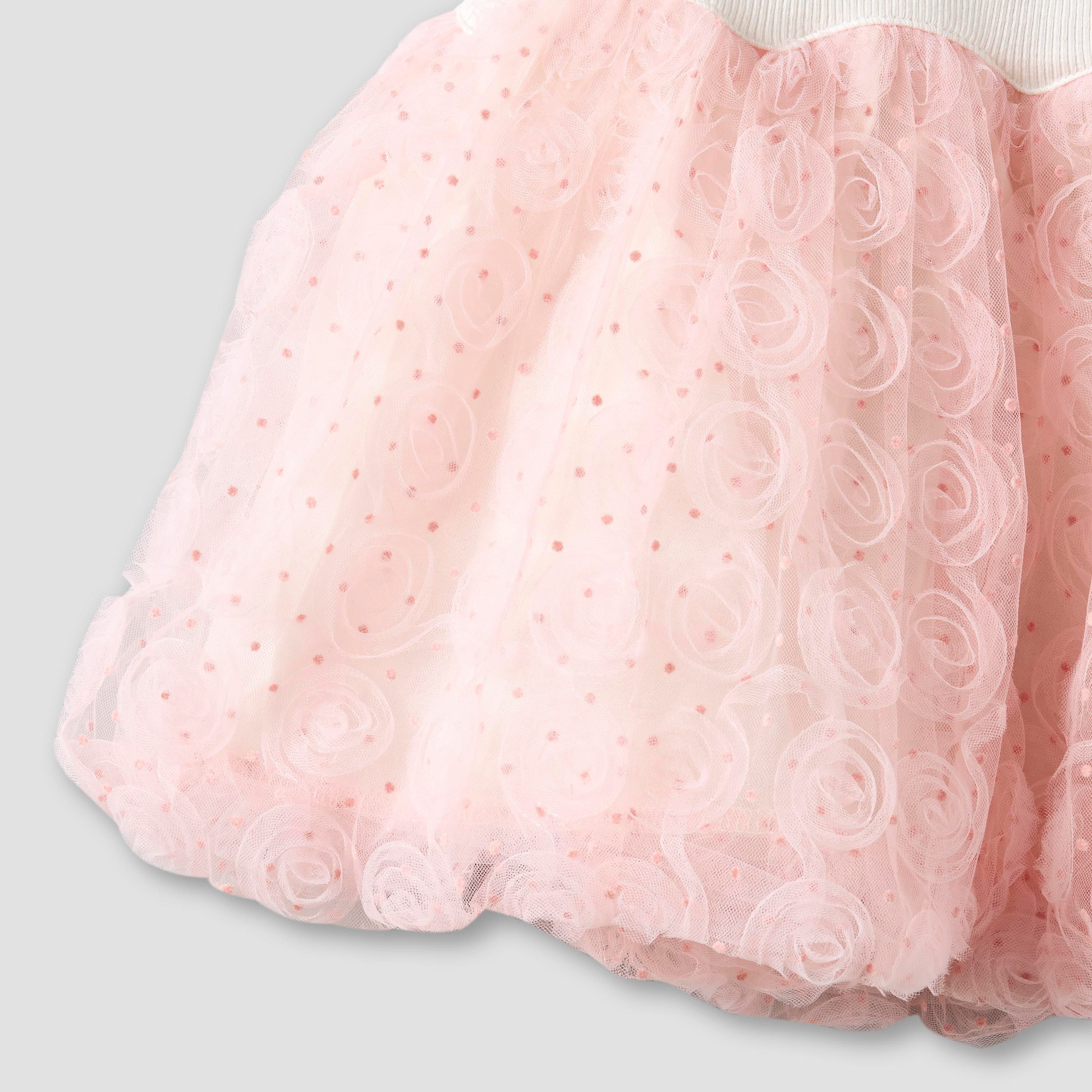 فستان إيه لاين بتصميم تول مورد وأكمام كاب وياقة مستديرة من جيجلز-baby-girls-clothing-dressesandjumpsuits-image-5