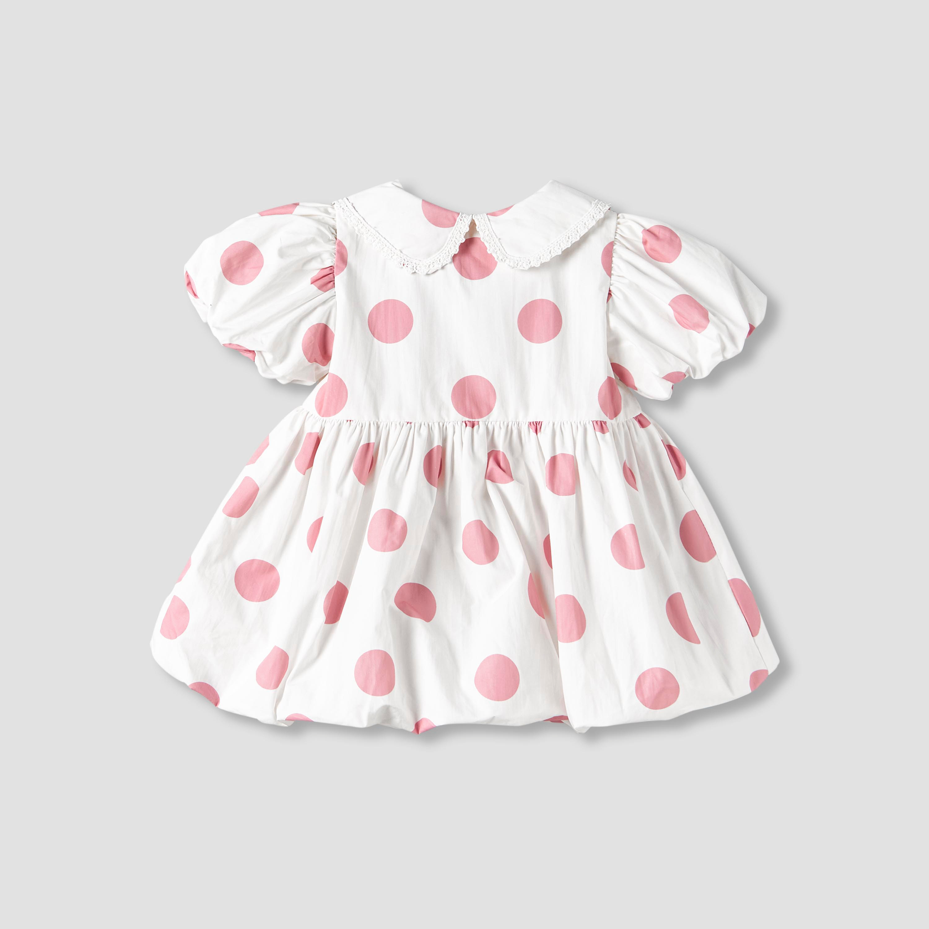 Giggles Peter Pan Collar Short Puff Sleeves Balloon Hem Dress with Polka Dot Print-baby-girls-clothing-dressesandjumpsuits-image-3