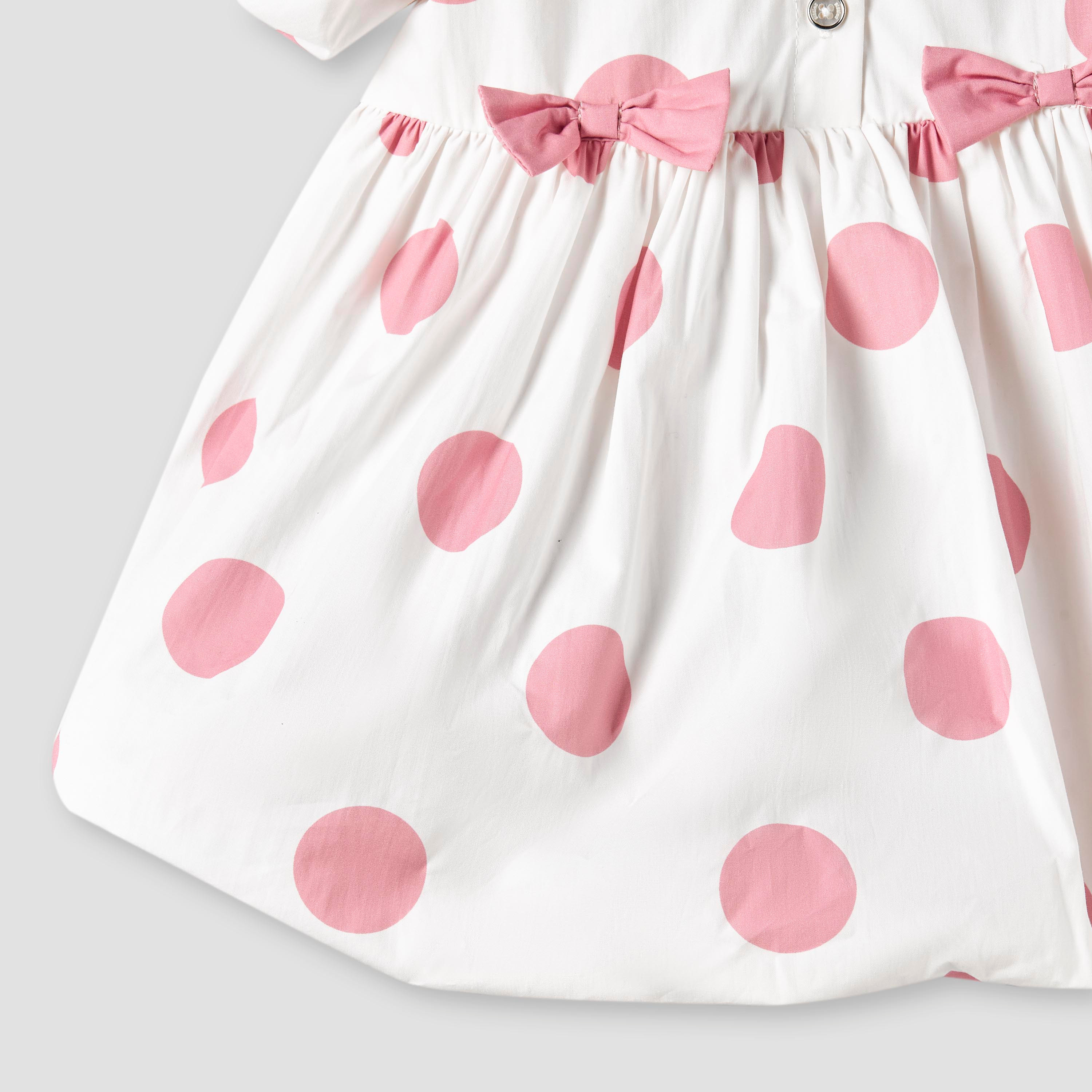 Giggles Peter Pan Collar Short Puff Sleeves Balloon Hem Dress with Polka Dot Print-baby-girls-clothing-dressesandjumpsuits-image-4