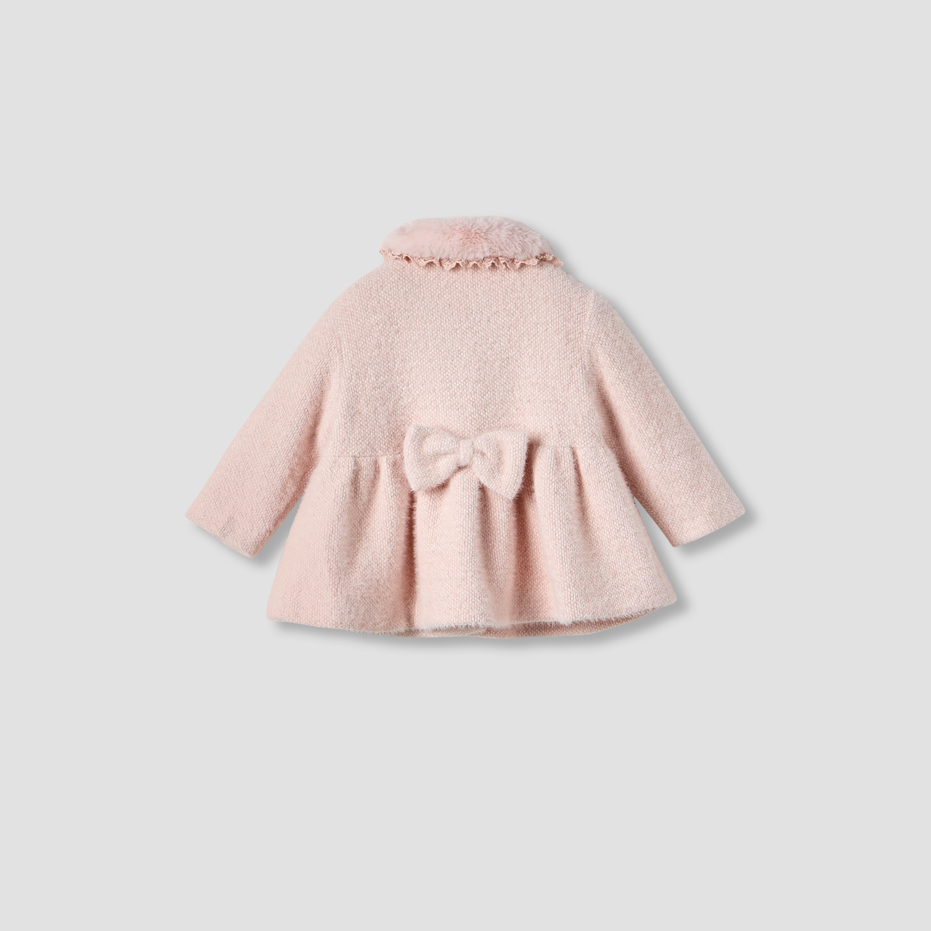 معطف بياقة فرو صناعي وفيونكة من جيجلز-baby-girls-clothing-winterwear-jacketsandcoats-image-2