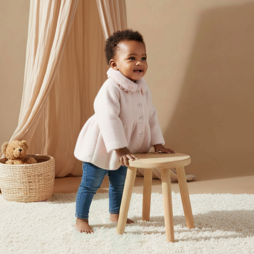 معطف بياقة فرو صناعي وفيونكة من جيجلز-baby-girls-clothing-winterwear-jacketsandcoats-image-6