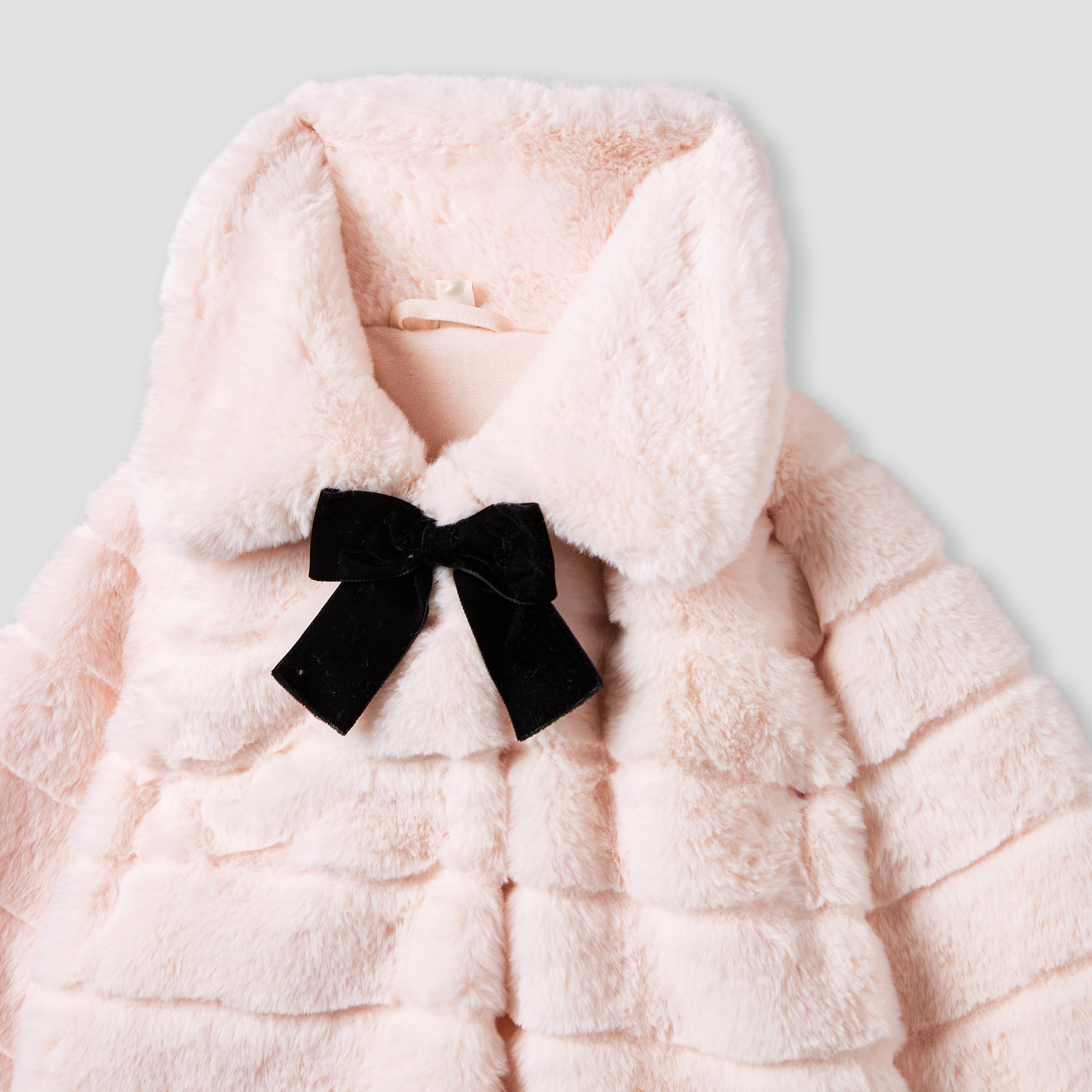 Giggles Bow Accent Plush Jacket with Long Sleeves-baby-girls-clothing-jacketsandcoats-image-3