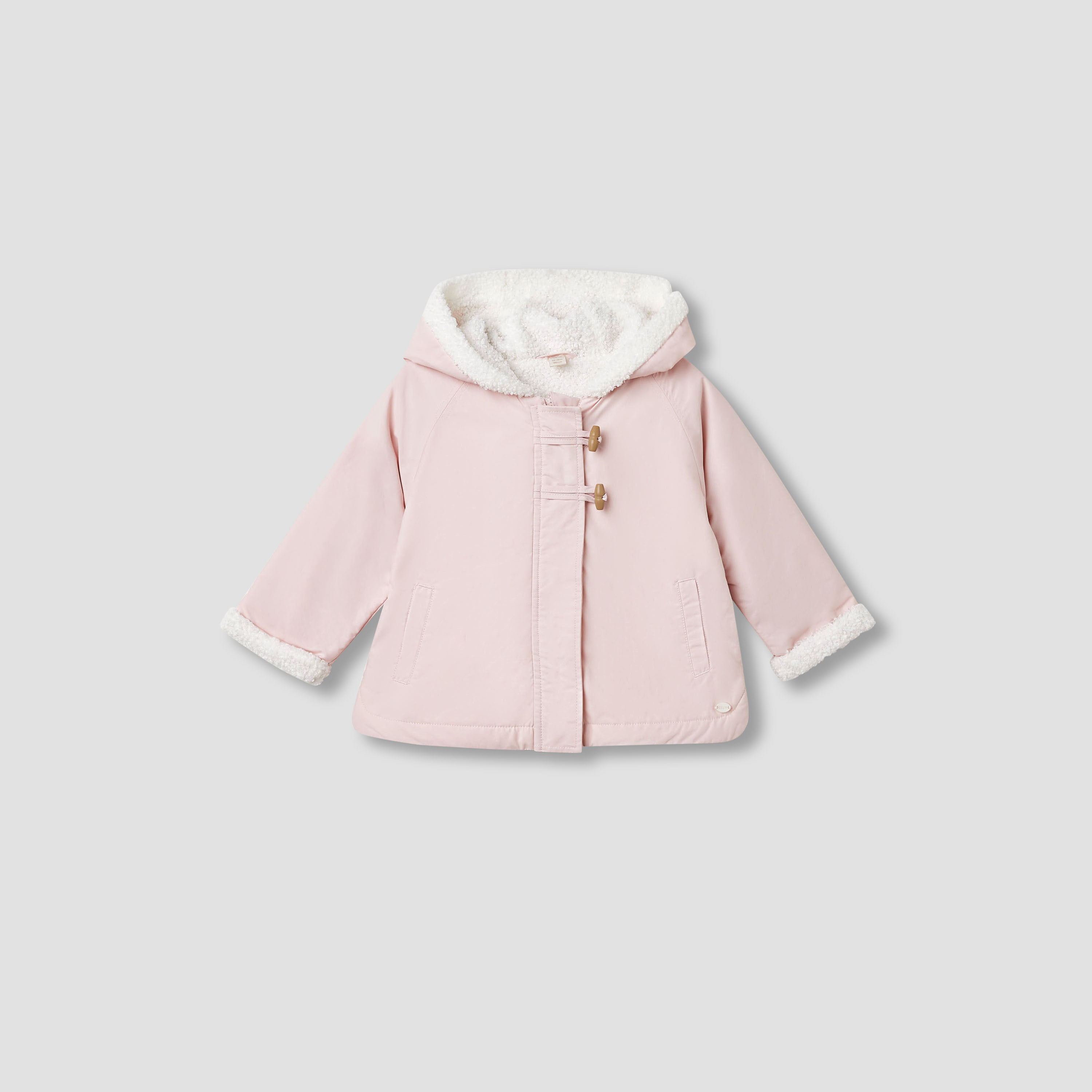 Giggles Solid Hooded Jacket with Toggle Closure and Long Sleeves-baby-girls-clothing-jacketsandcoats-image-1