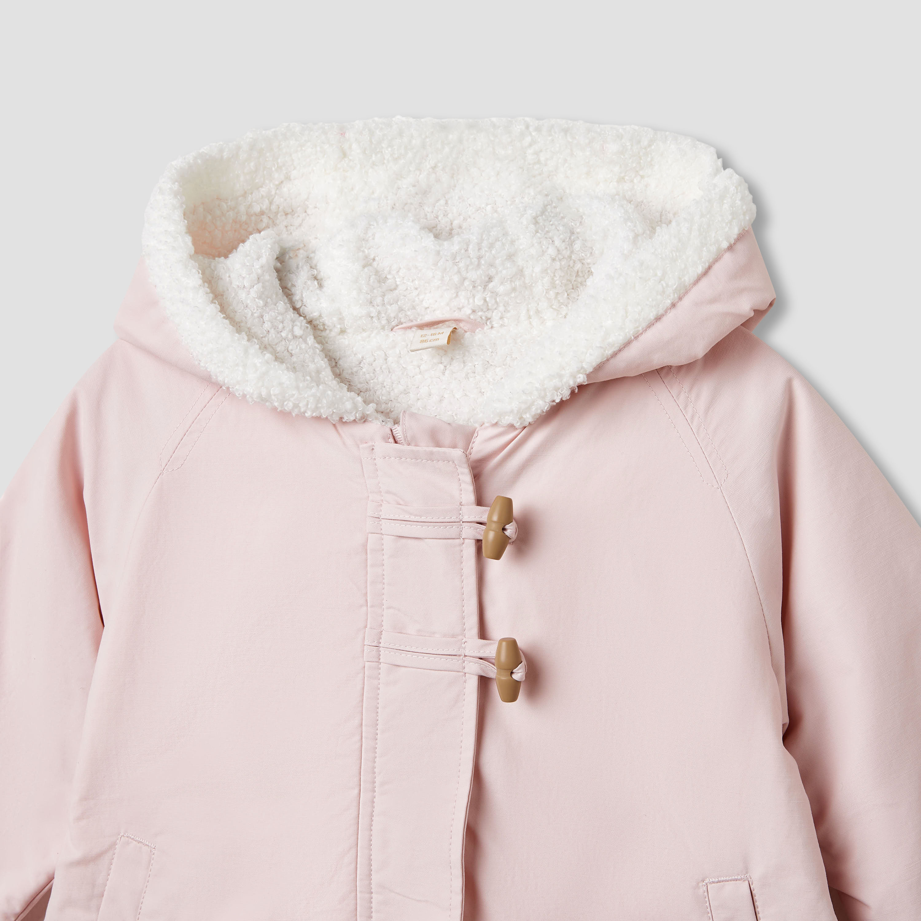Giggles Solid Hooded Jacket with Toggle Closure and Long Sleeves-baby-girls-clothing-jacketsandcoats-image-3