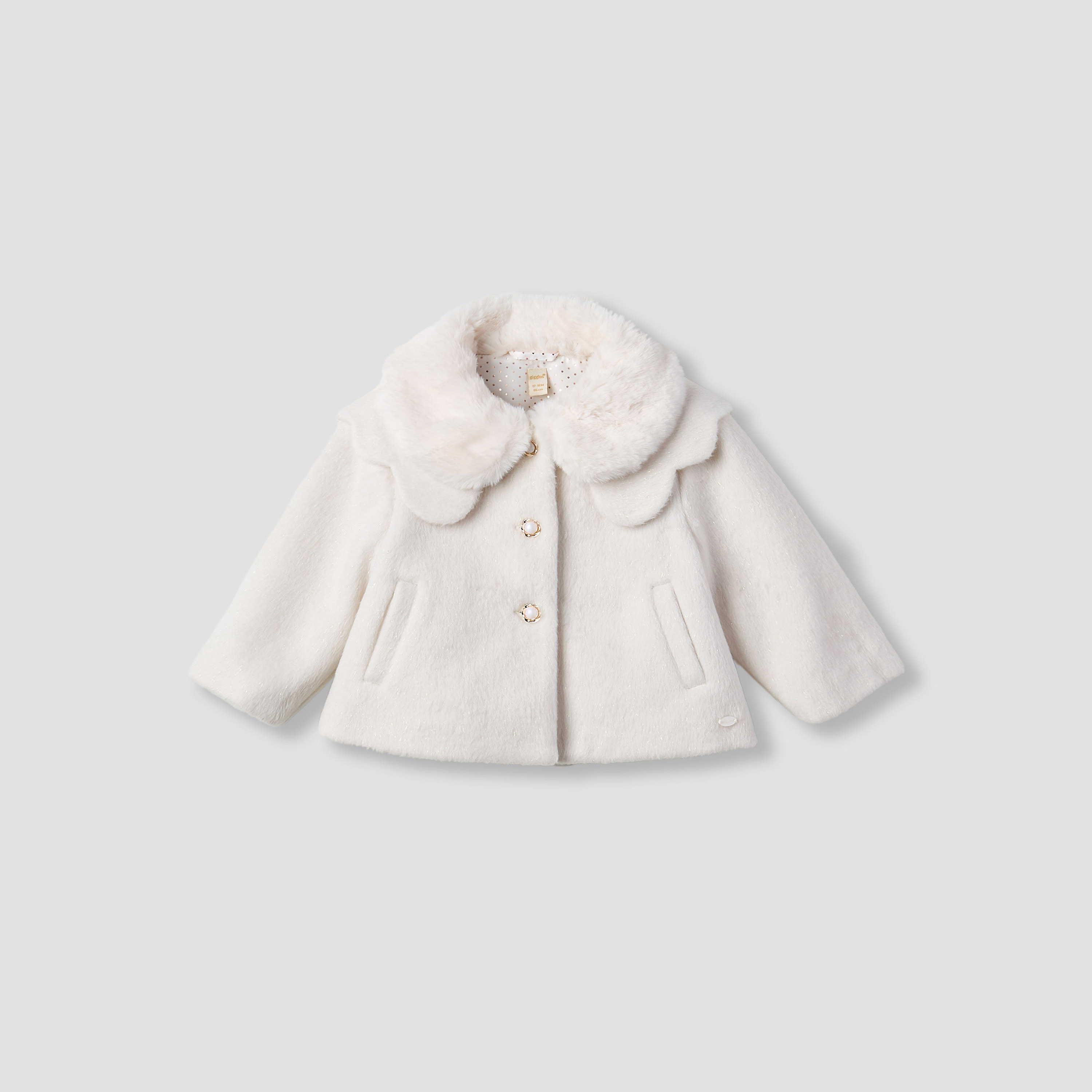 معطف بياقة فرو صناعي وأكمام طويلة من جيجلز-baby-girls-clothing-jacketsandcoats-image-1