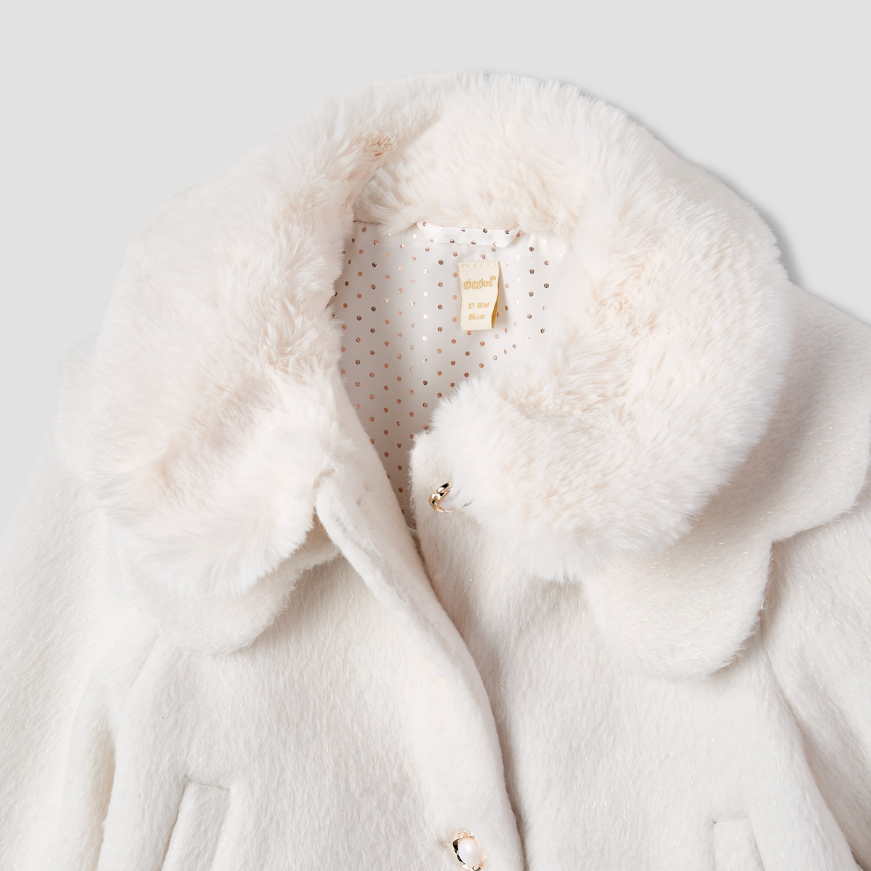 معطف بياقة فرو صناعي وأكمام طويلة من جيجلز-baby-girls-clothing-jacketsandcoats-image-3