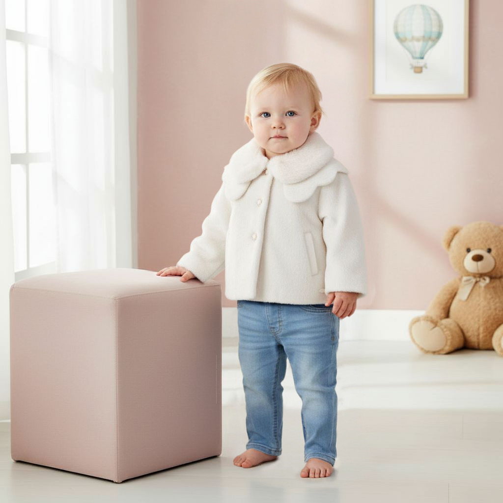 معطف بياقة فرو صناعي وأكمام طويلة من جيجلز-baby-girls-clothing-jacketsandcoats-image-5