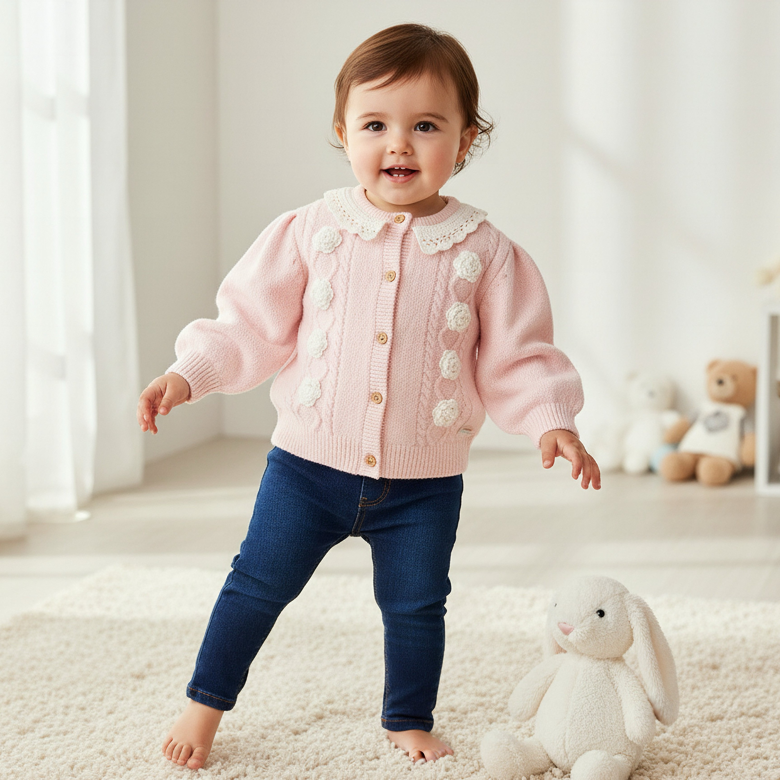 كارديجان بتفاصيل كروشيه وأكمام طويلة من جيجلز-baby-girls-clothing-jumpersandcardigans-image-5