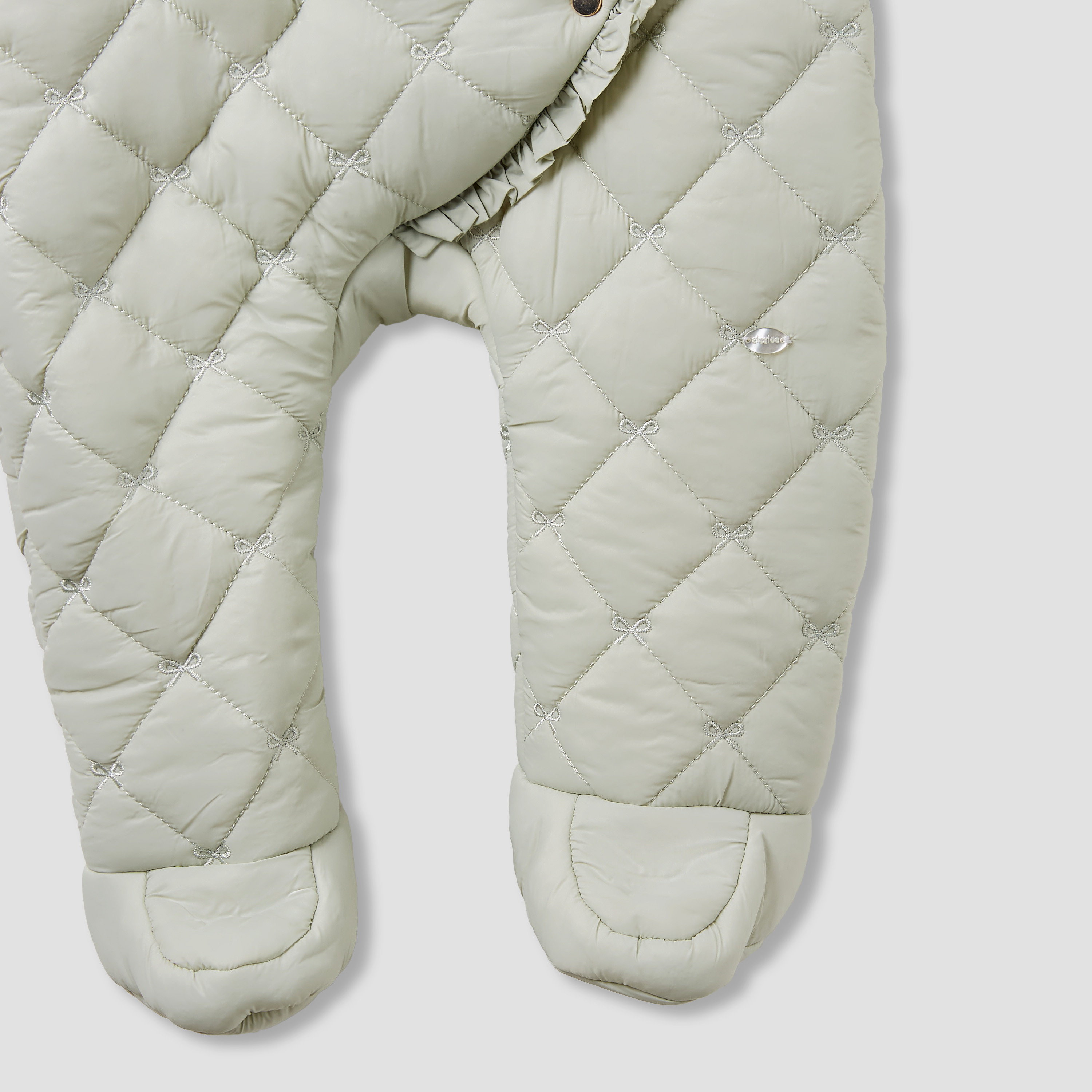 Giggles Quilted Closed Feet Coverall with Hood and Long Sleeves-baby-girls-clothing-winterwear-bodysuits-image-5