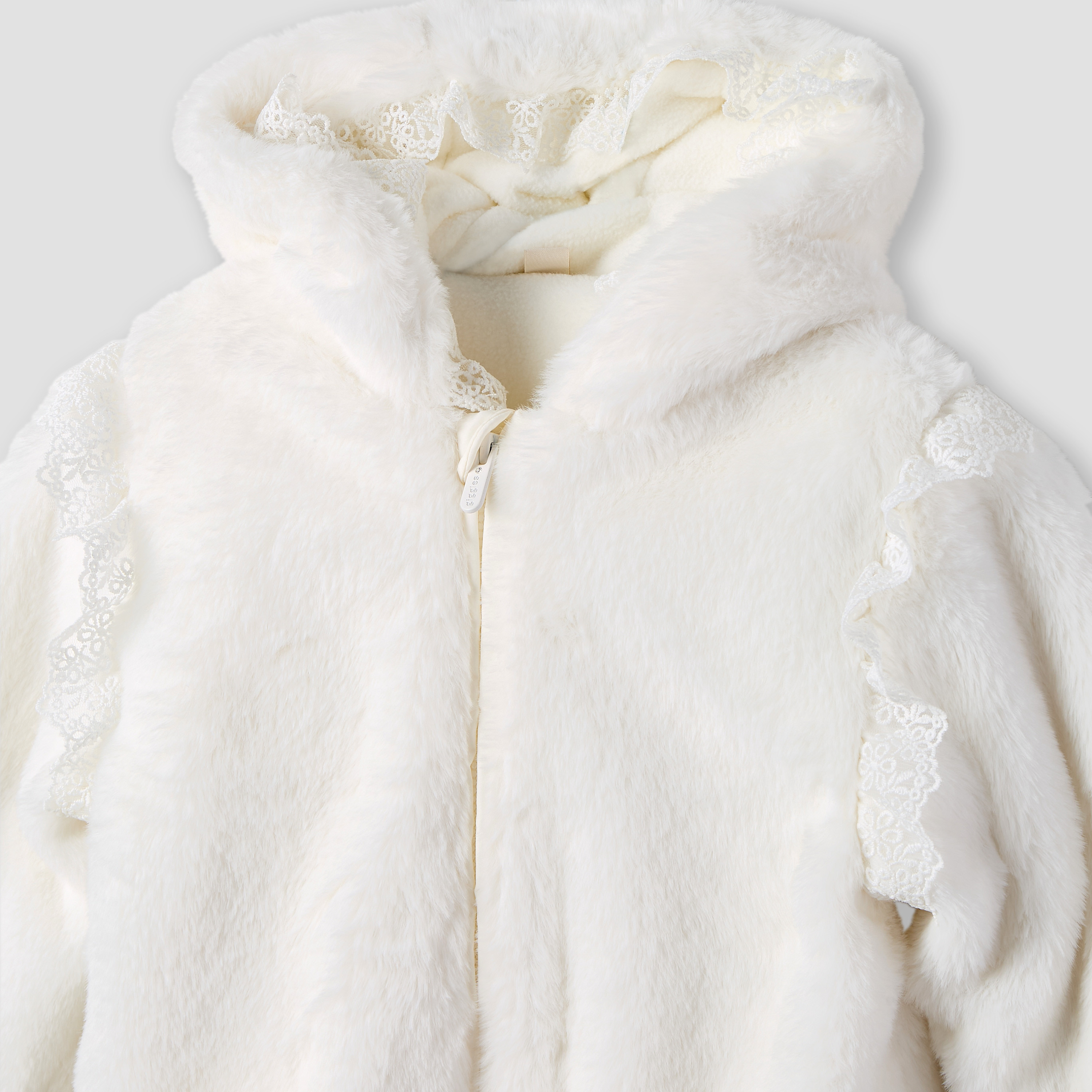 Giggles Lace Trim Plush Hooded Coverall with Long Sleeves-baby-girls-clothing-winterwear-bodysuits-image-3