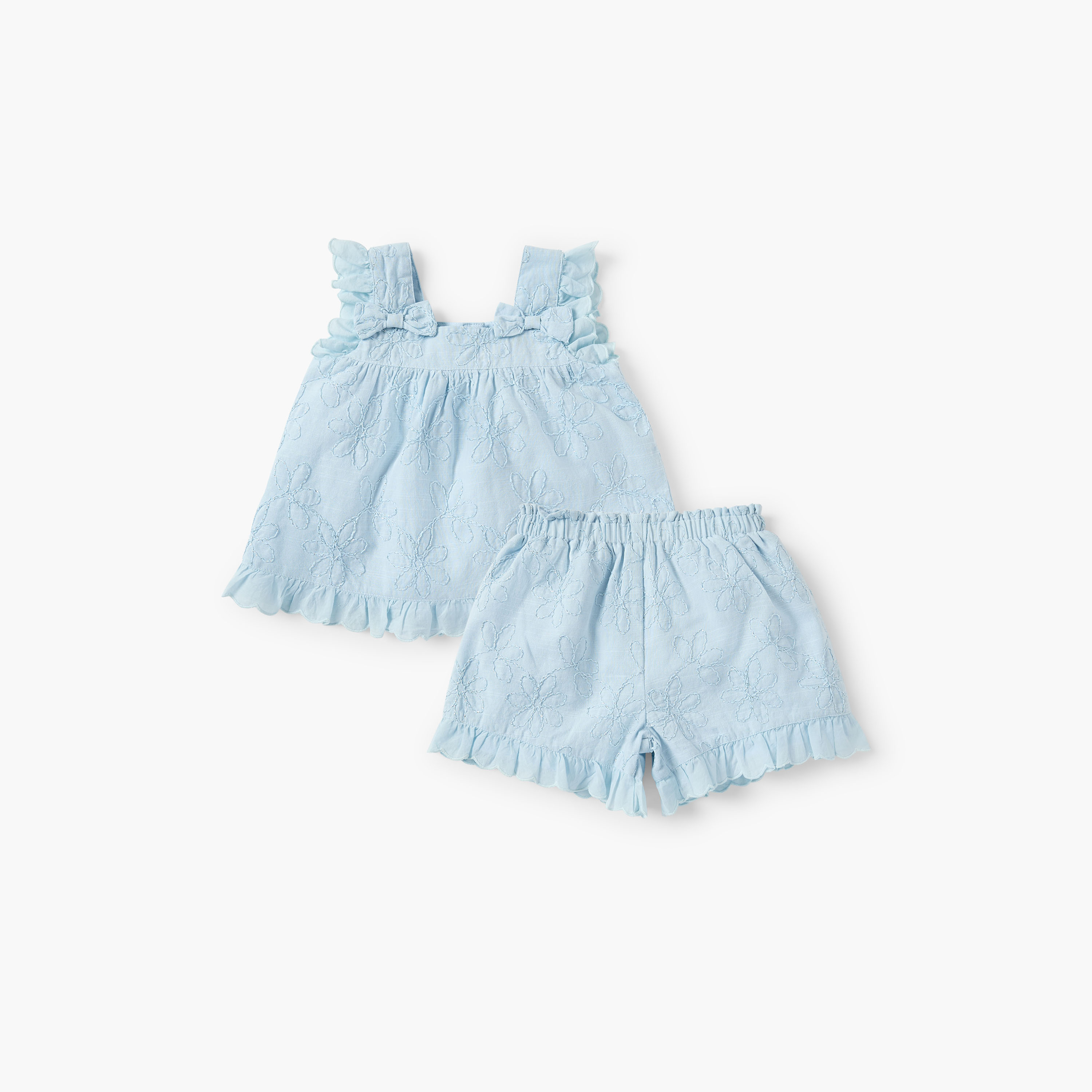 Giggles Floral Embroidered Top and Shorts Set-baby-girls-clothing-setsandcoords-image-1