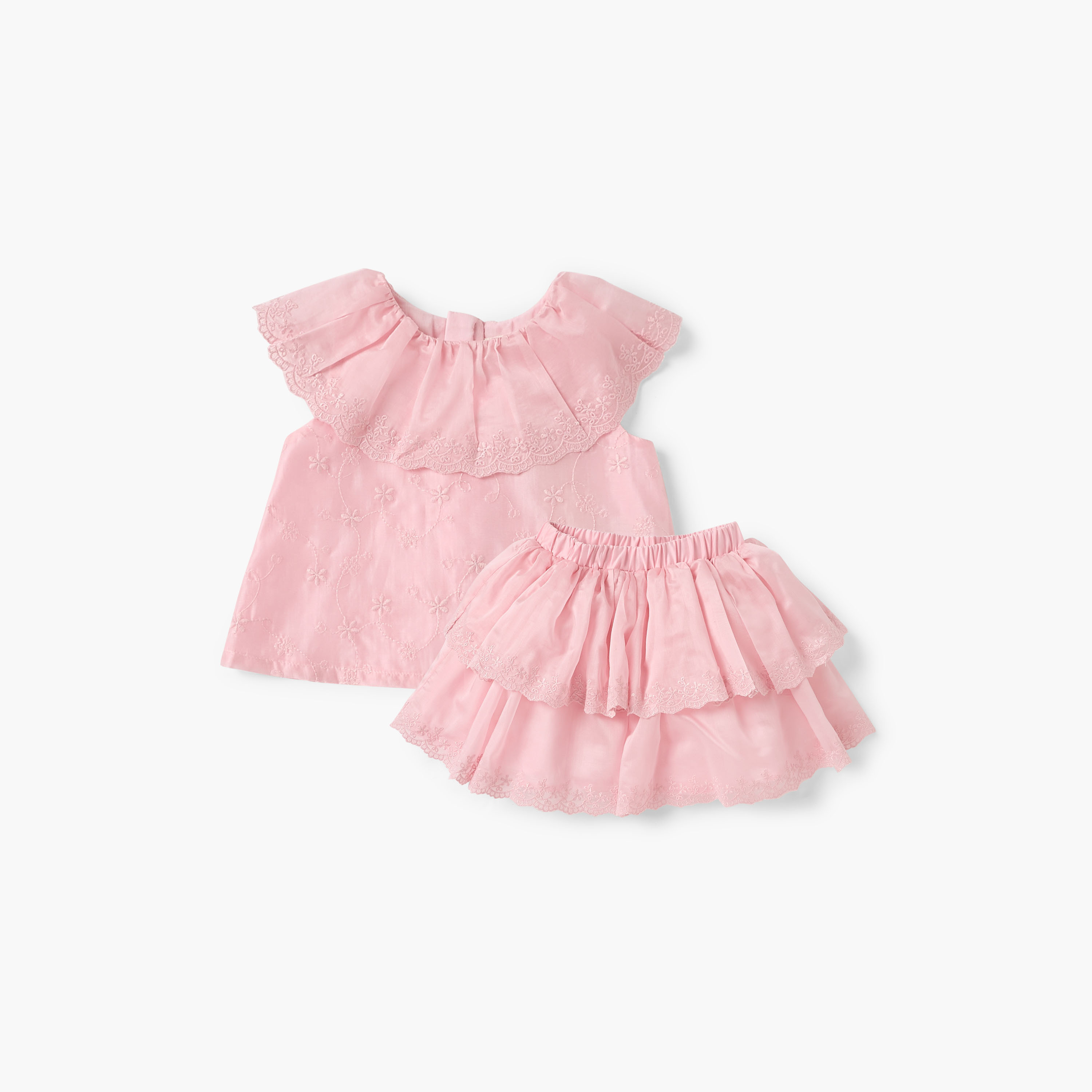 Giggles Embroidered Top and Skirt Set-baby-girls-clothing-setsandcoords-image-1