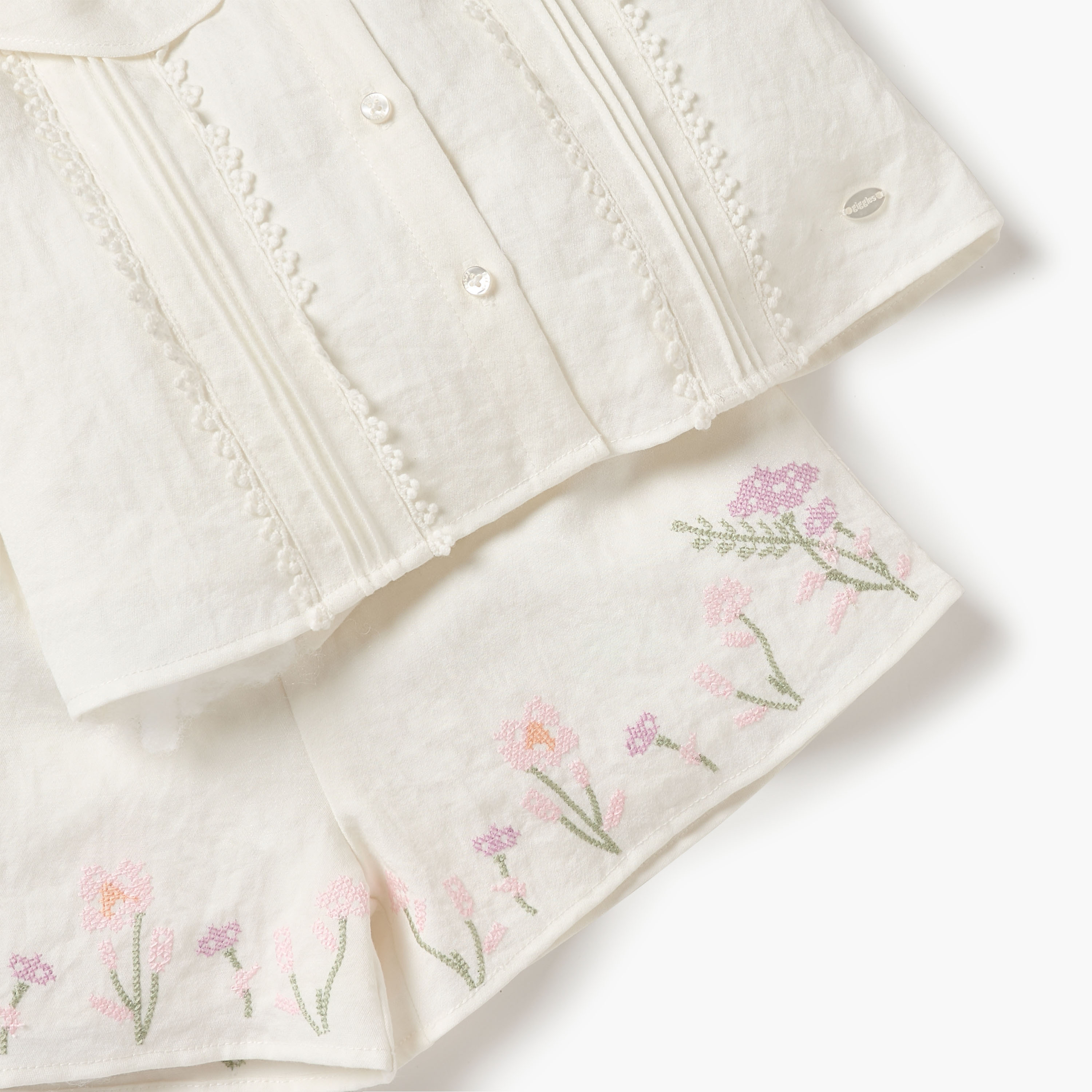 طقم شورت وبلوزة بتطريز أزهار من جيجلز-baby-girls-clothing-setsandcoords-image-5