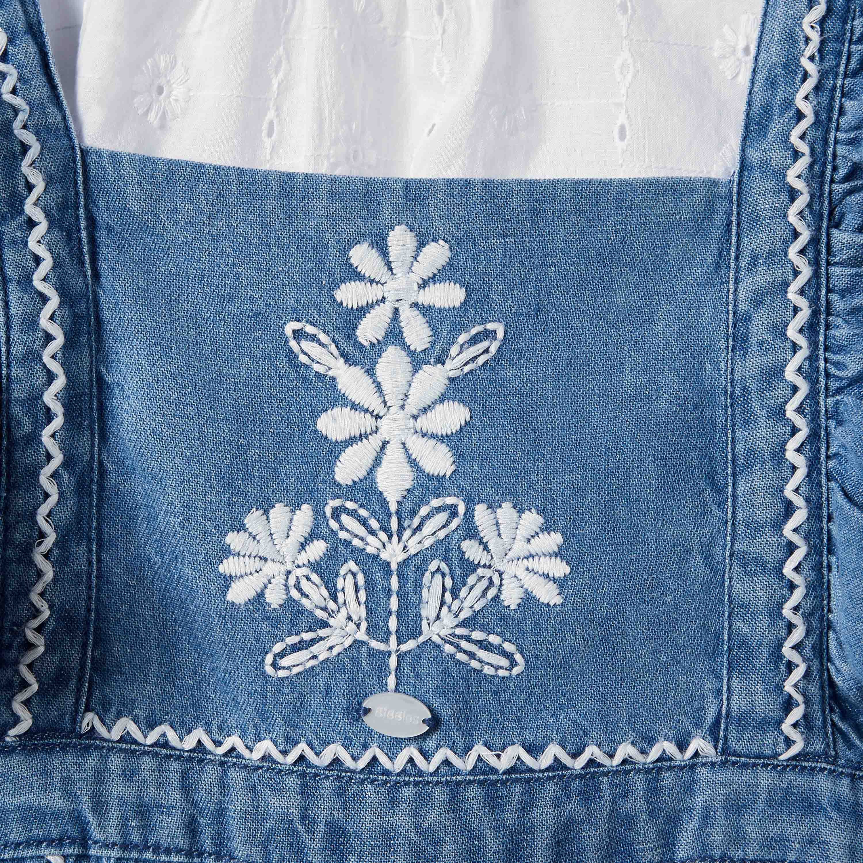 Giggles Embroidered Denim Dungaree and Top Set-baby-girls-clothing-setsandcoords-image-4