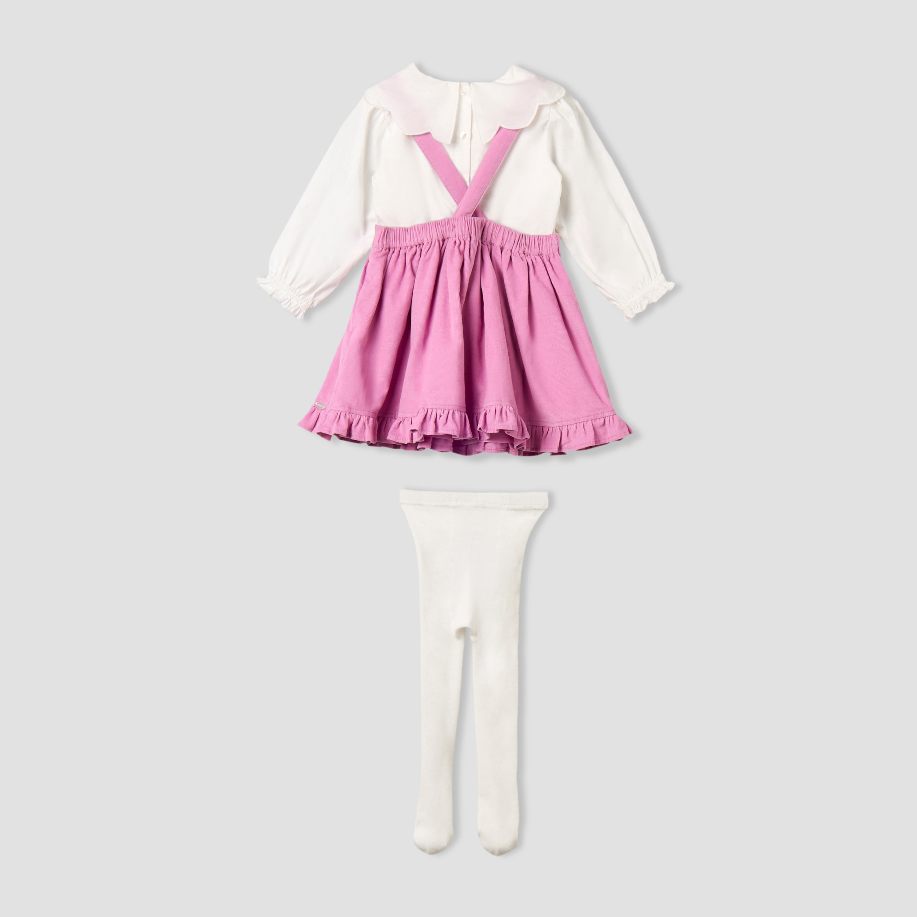 Giggles Collared Long Sleeves Top and Pinafore Dress with Tights-baby-girls-clothing-setsandcoords-image-3