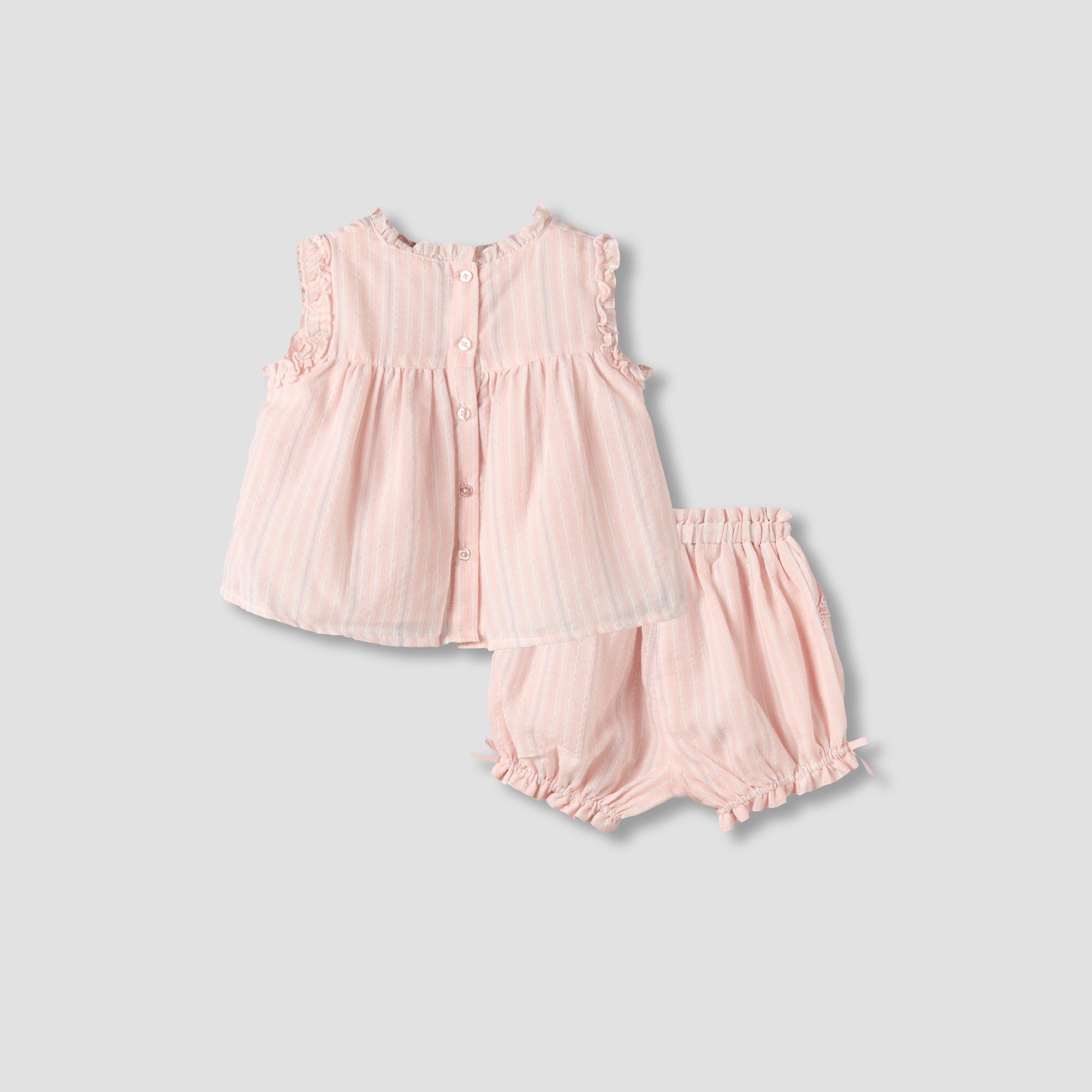 Giggles Round Neck Sleeveless Top and Shorts Set with Button Closure-baby-girls-clothing-setsandcoords-image-2