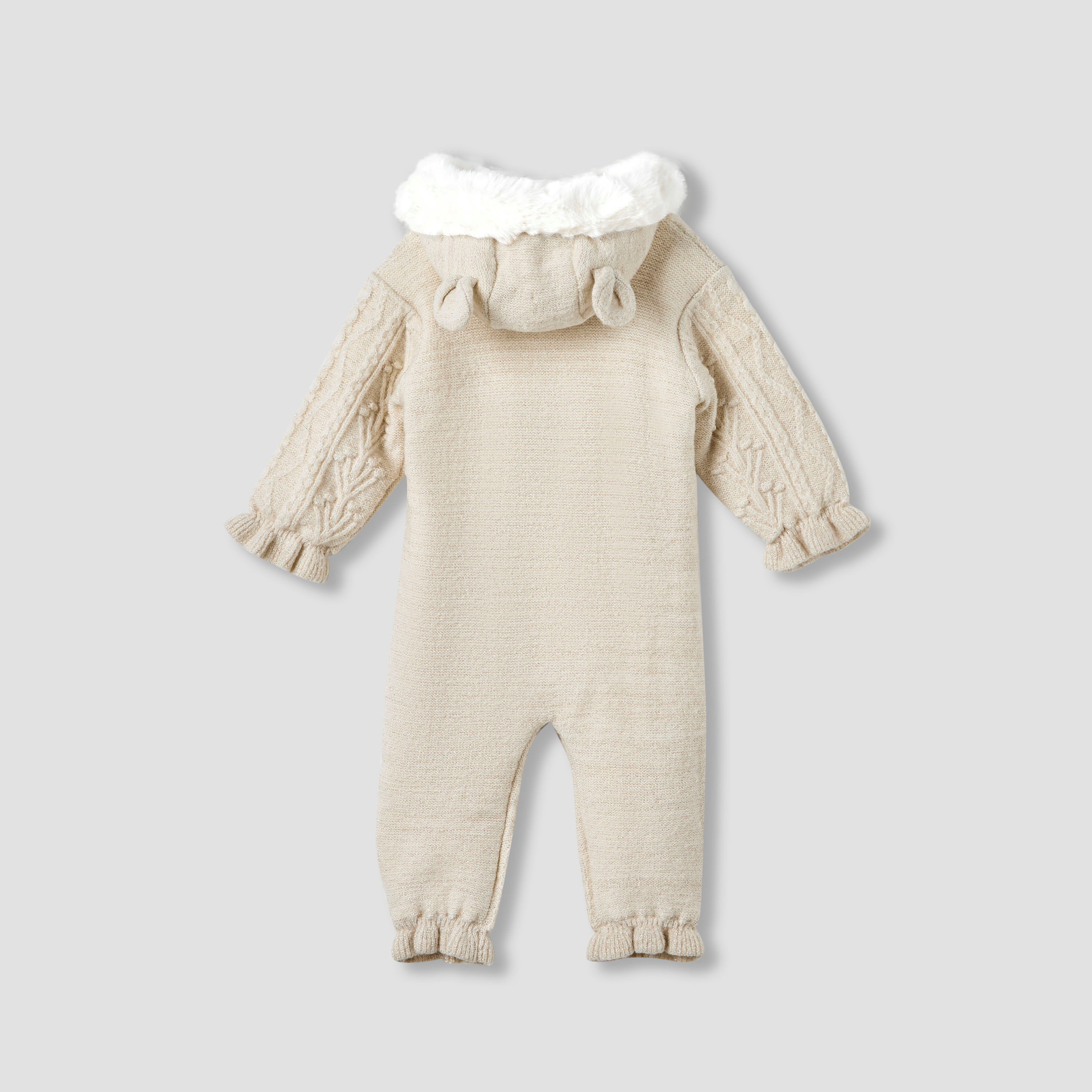 بدلة نوم بقبعة بارزة الملمس وأكمام طويلة من جيجلز-baby-girls-clothing-winterwear-rompers-image-2