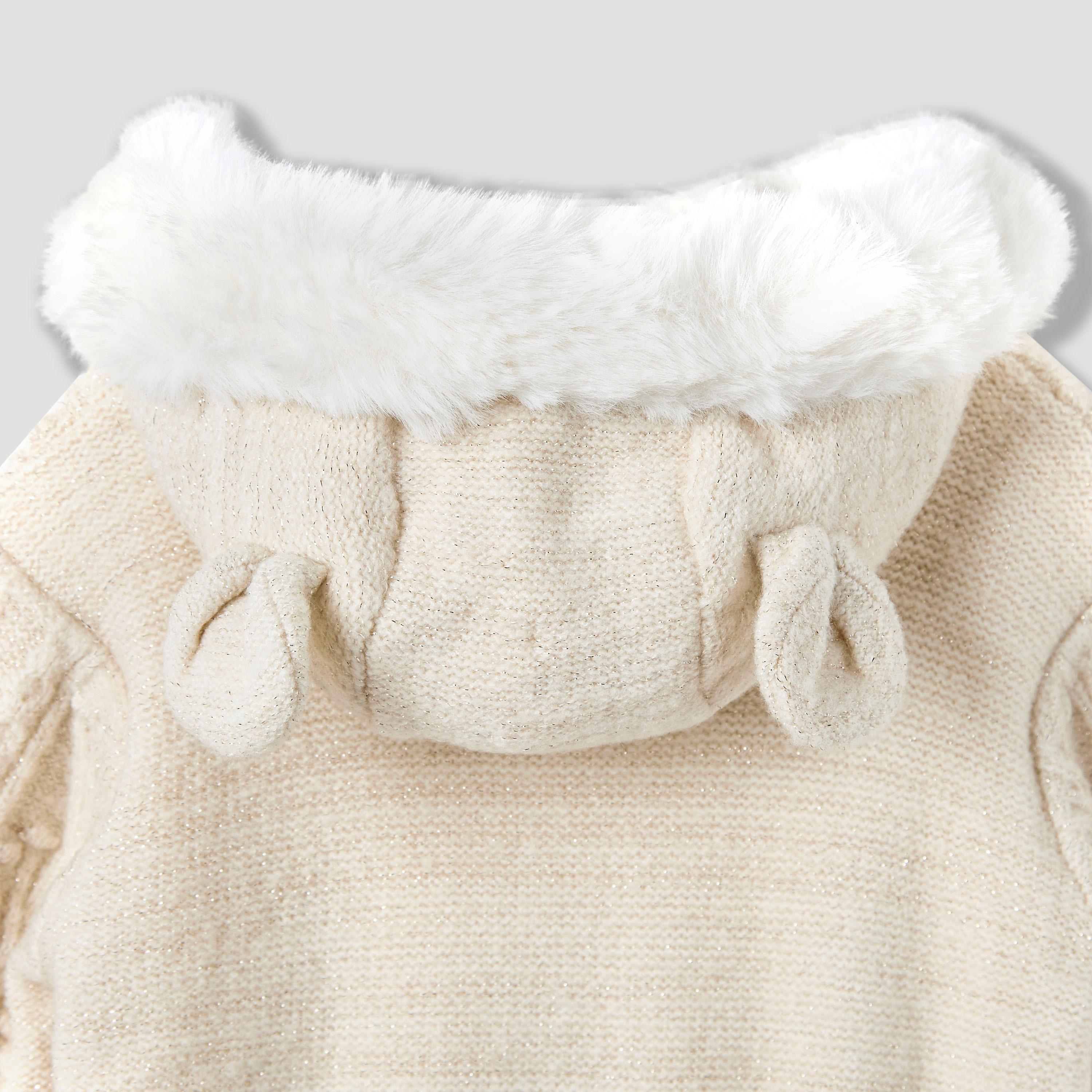 Giggles Textured Hooded Sleepsuit with Long Sleeves-baby-girls-clothing-rompers-image-5