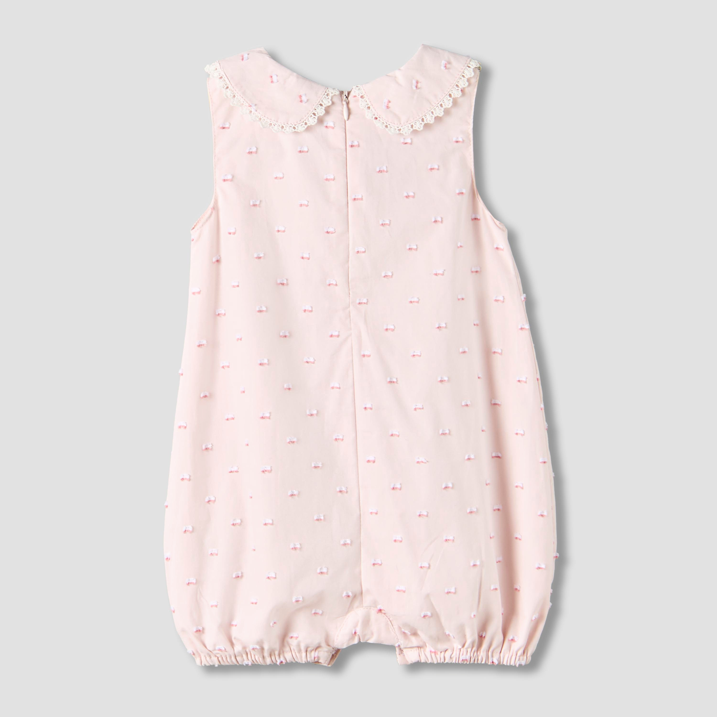 Giggles Peter Pan Collar Sleeveless Romper with Lace Detail-baby-girls-clothing-rompers-image-2