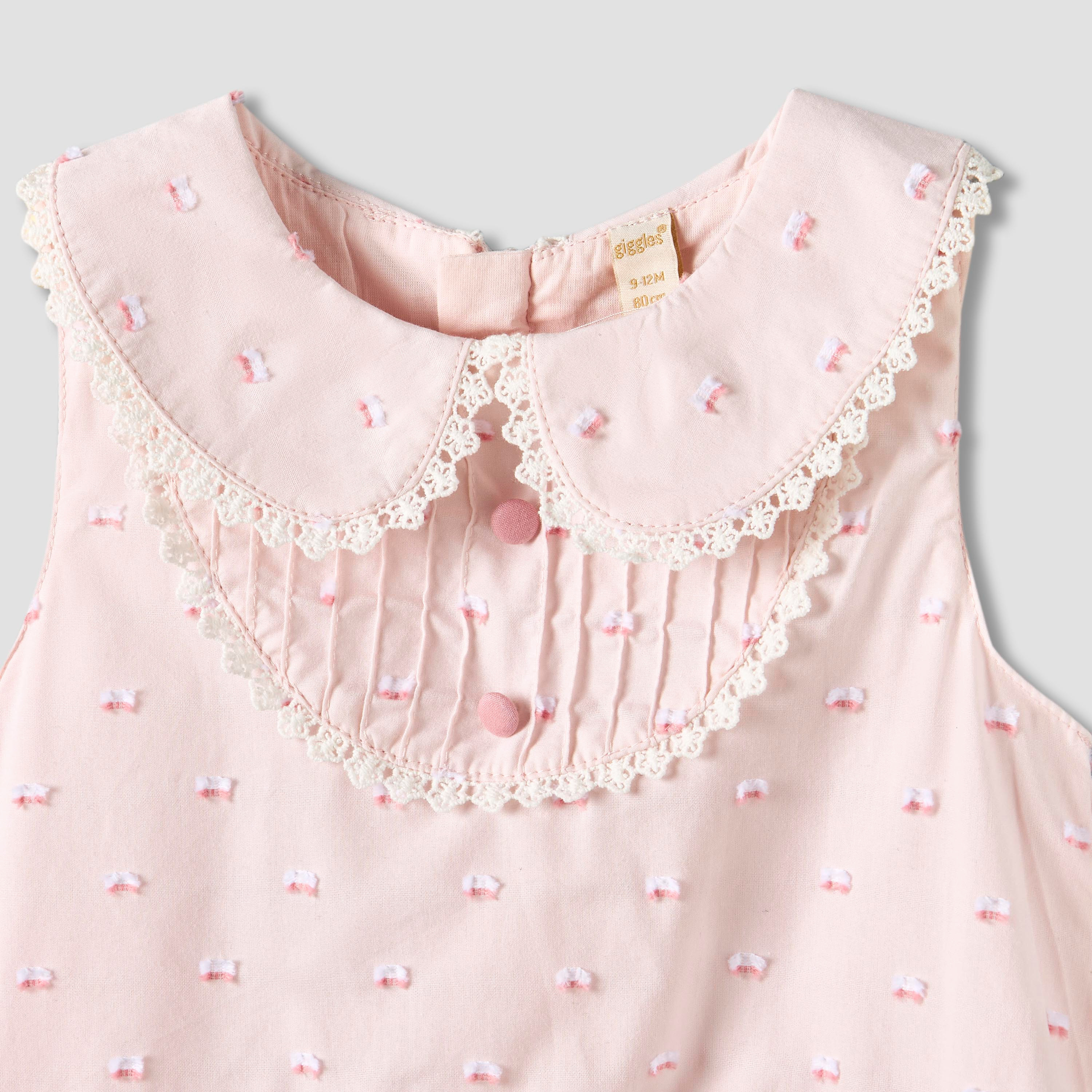 Giggles Peter Pan Collar Sleeveless Romper with Lace Detail-baby-girls-clothing-rompers-image-3