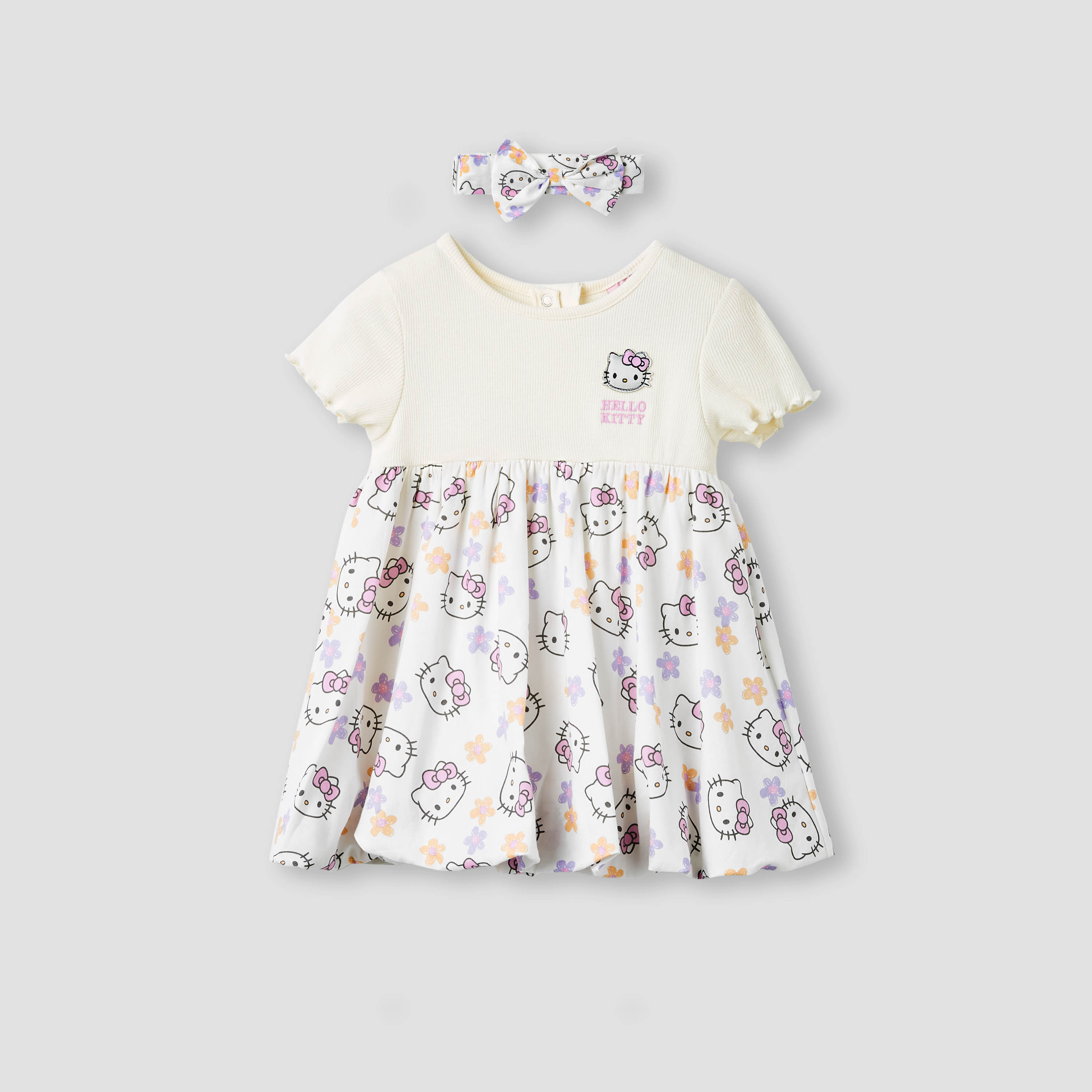 فستان بطبعات هالو كيتي مع شريطة رأس من سانريو-baby-girls-clothing-dressesandjumpsuits-image-1