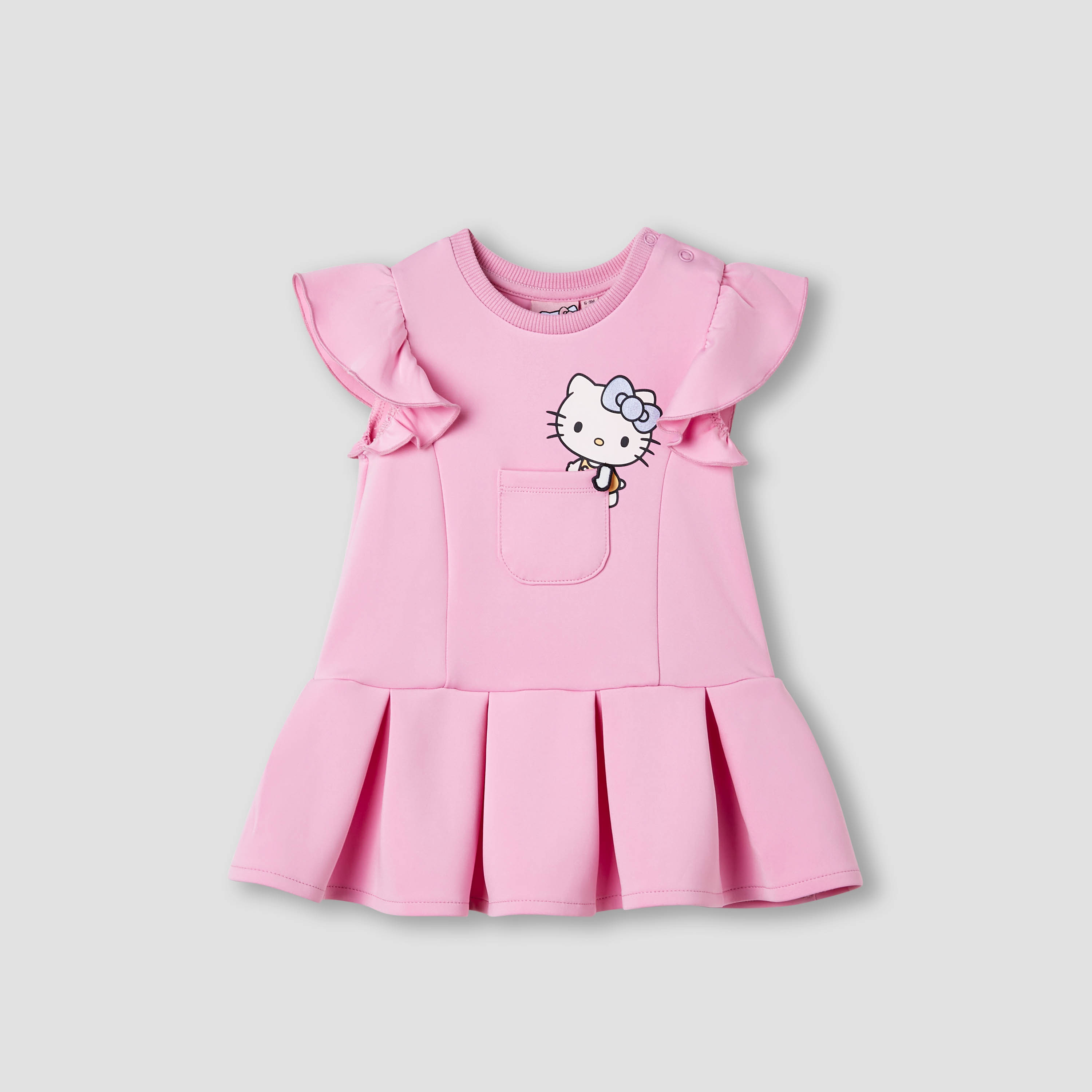 Sanrio Hello Kitty Print Drop Waist Sleeveless Dress-baby-girls-clothing-dressesandjumpsuits-image-1