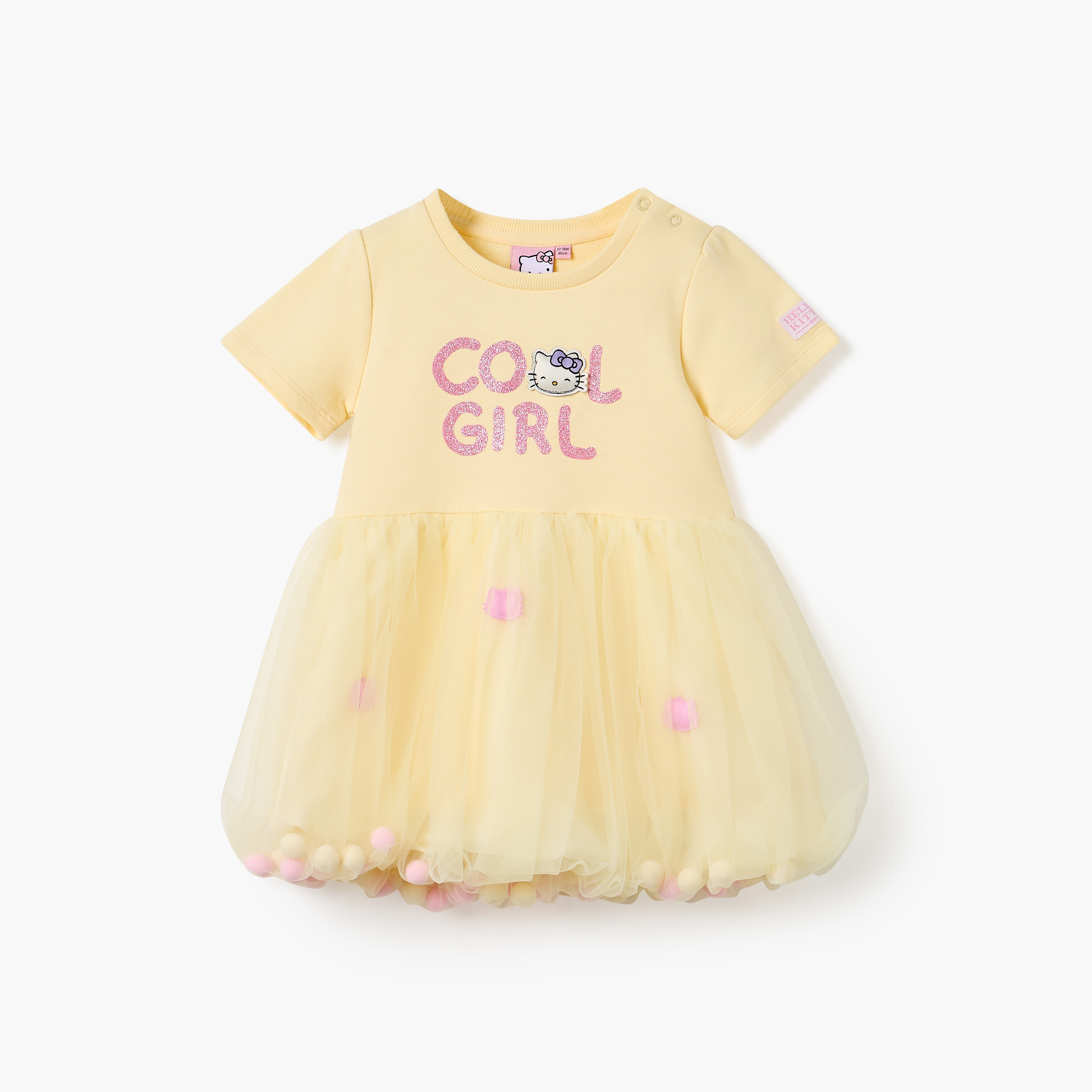 Sanrio Hello Kitty Applique Tulle Dress with Short Sleeves-baby-girls-clothing-dressesandjumpsuits-image-1