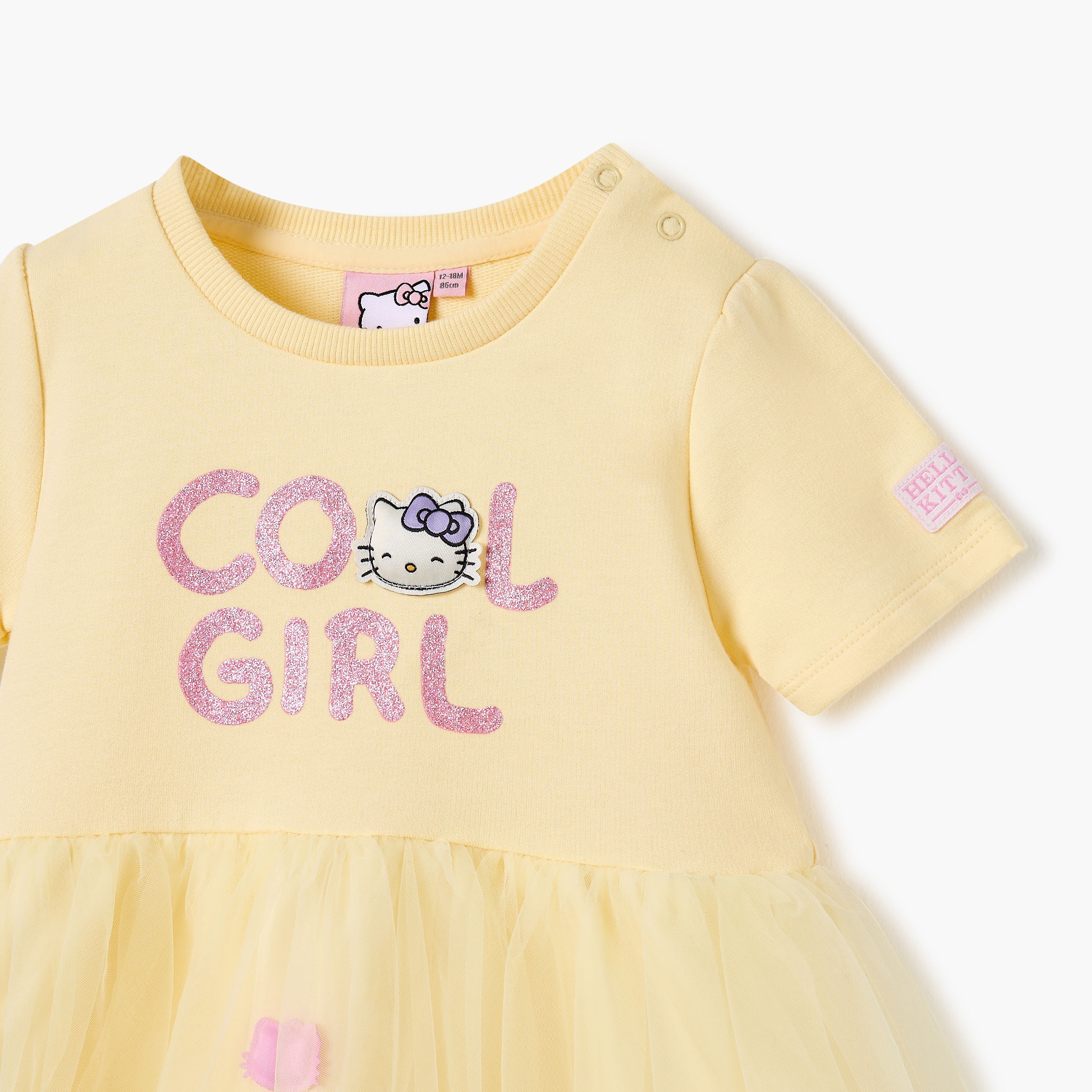Sanrio Hello Kitty Applique Tulle Dress with Short Sleeves-baby-girls-clothing-dressesandjumpsuits-image-3