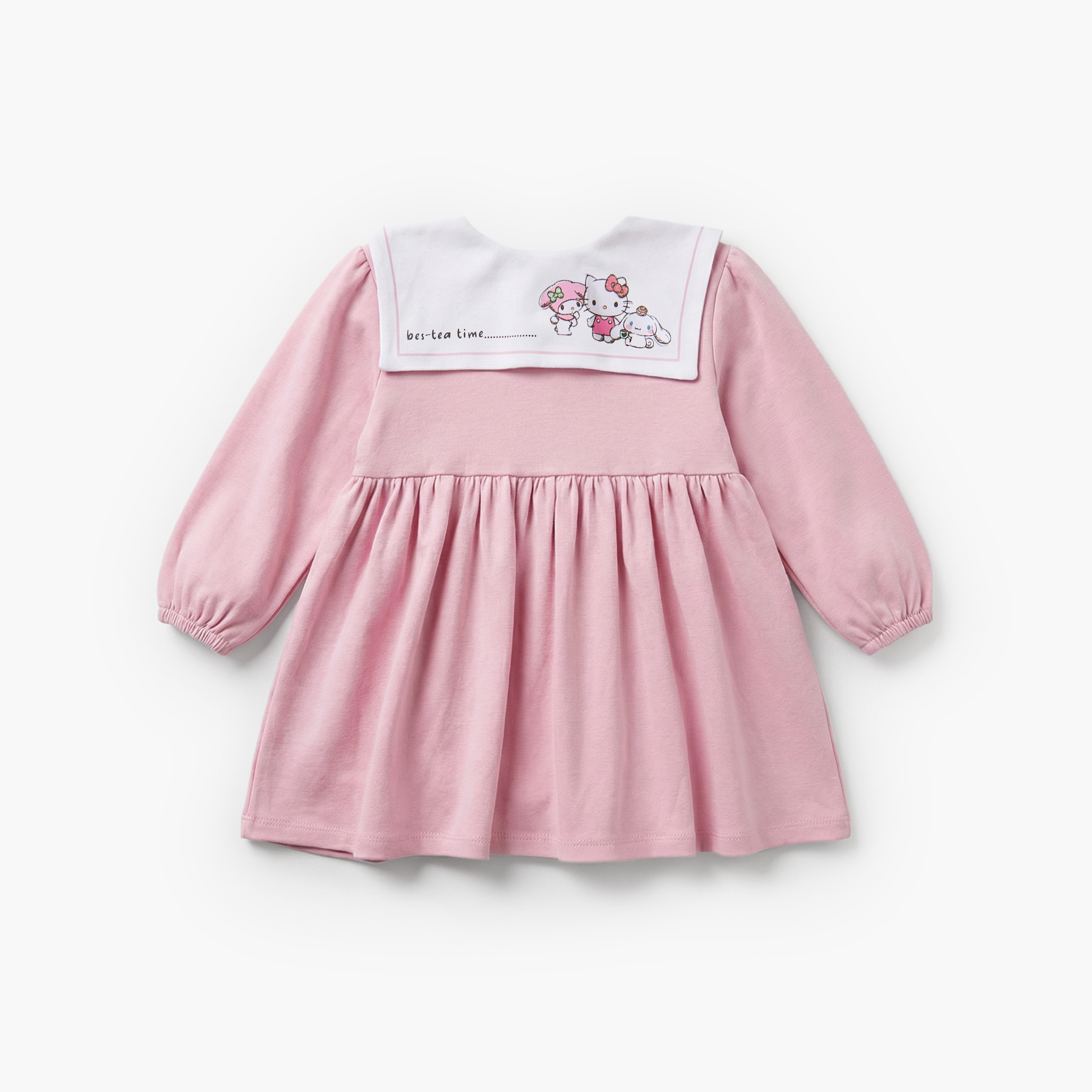 طقم سروال تحتاني وفستان إيه لاين بياقة بحار وأكمام طويلة وطبعات من سانريو-baby-girls-clothing-winterwear-dresses-image-3