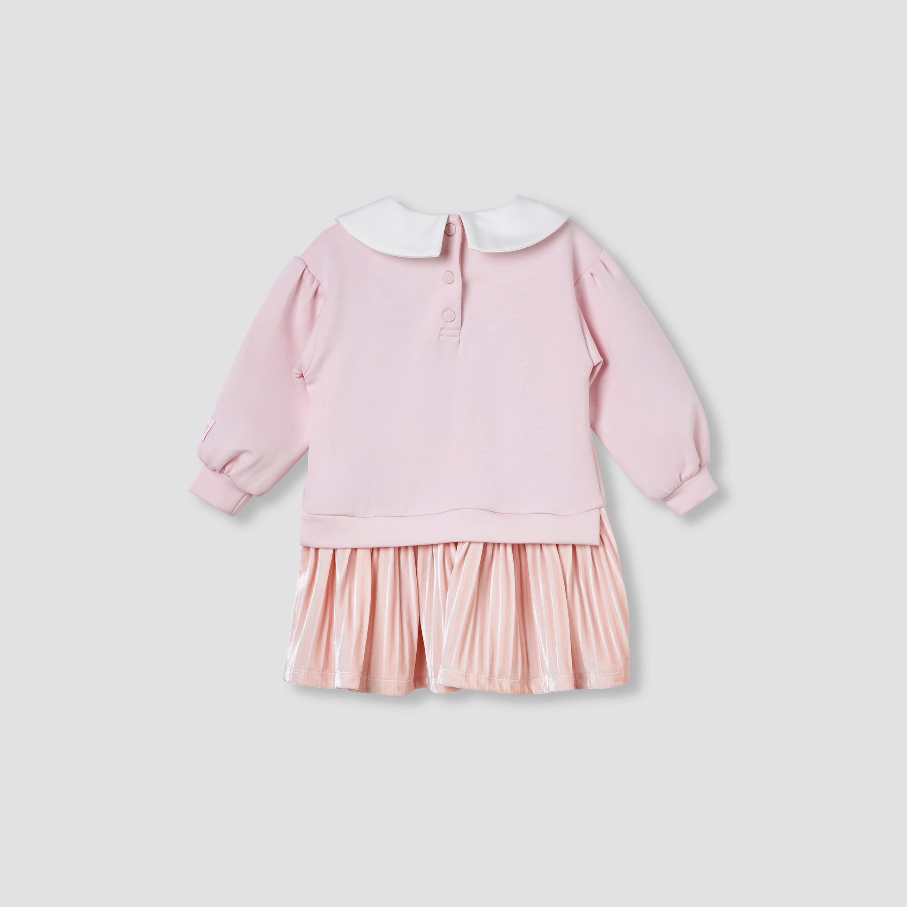 Sanrio Collared Long Sleeves Knee Length Dress with Hello Kitty Print-baby-girls-clothing-dressesandjumpsuits-image-2