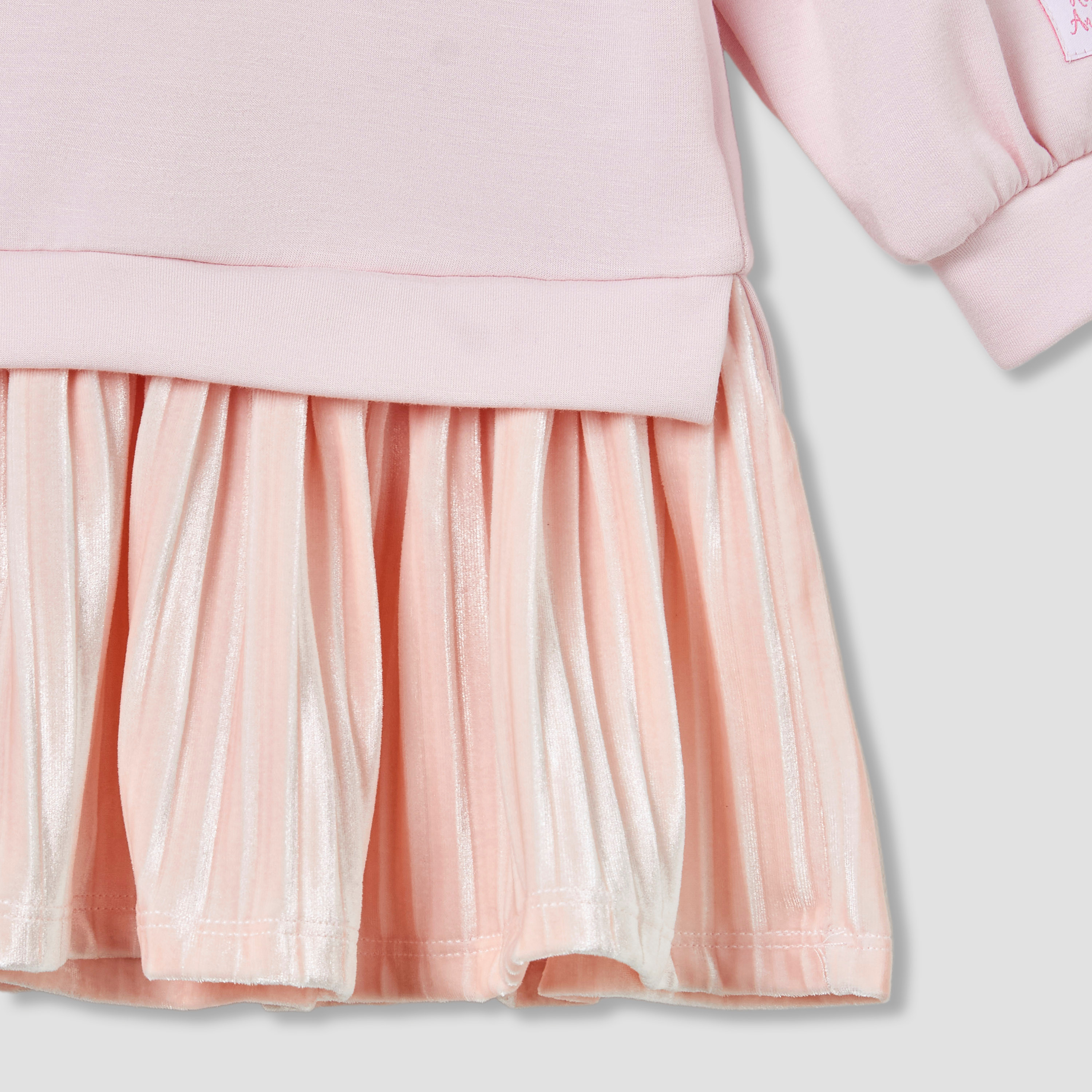 Sanrio Collared Long Sleeves Knee Length Dress with Hello Kitty Print-baby-girls-clothing-dressesandjumpsuits-image-4