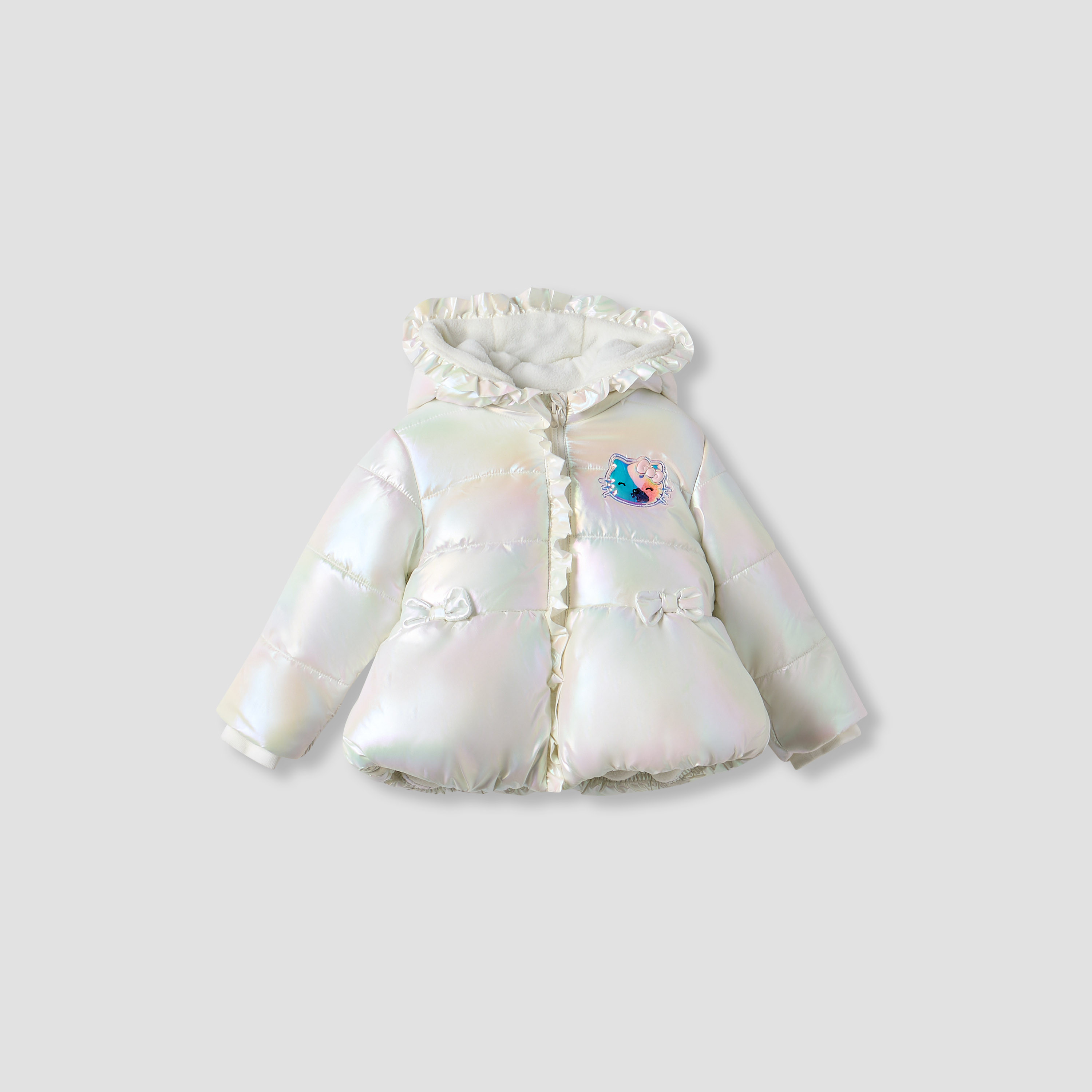 Sanrio Hello Kitty Applique Hooded Heavy Jacket with Long Sleeves-baby-girls-clothing-winterwear-jacketsandcoats-image-1