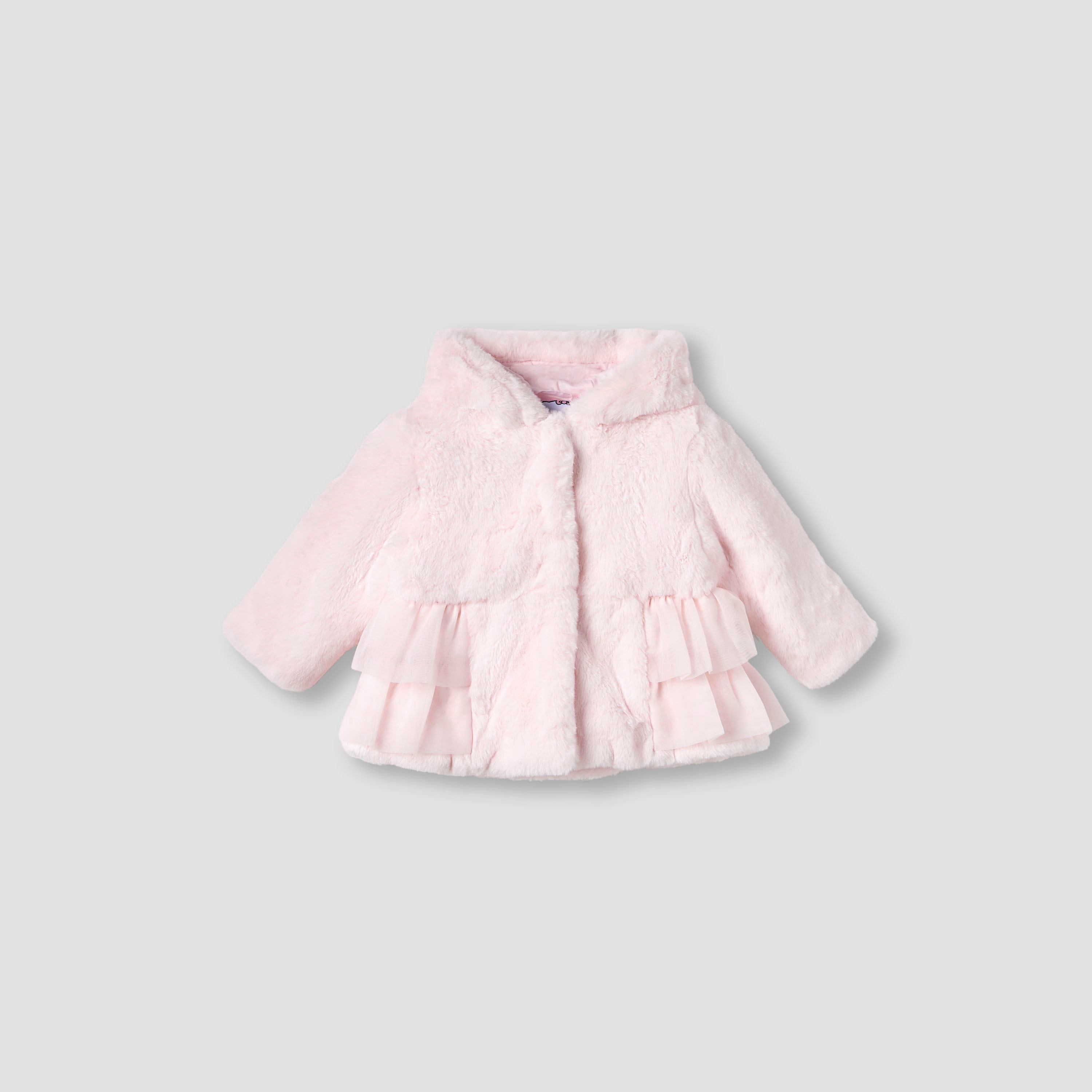 Sanrio Hello Kitty Embroidered Faux Fur Hooded Jacket-baby-girls-clothing-winterwear-jacketsandcoats-image-1