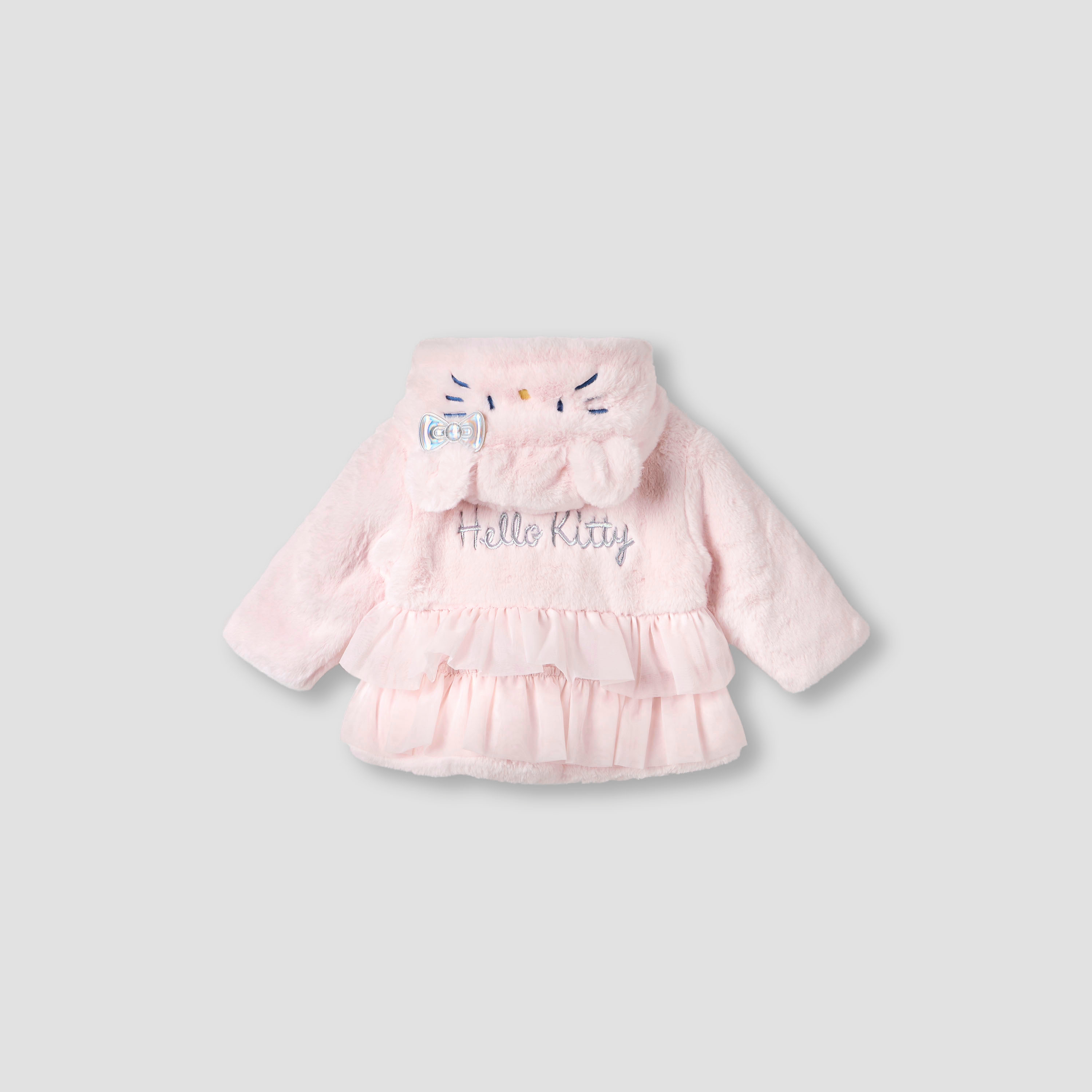 Sanrio Hello Kitty Embroidered Faux Fur Hooded Jacket-baby-girls-clothing-winterwear-jacketsandcoats-image-2