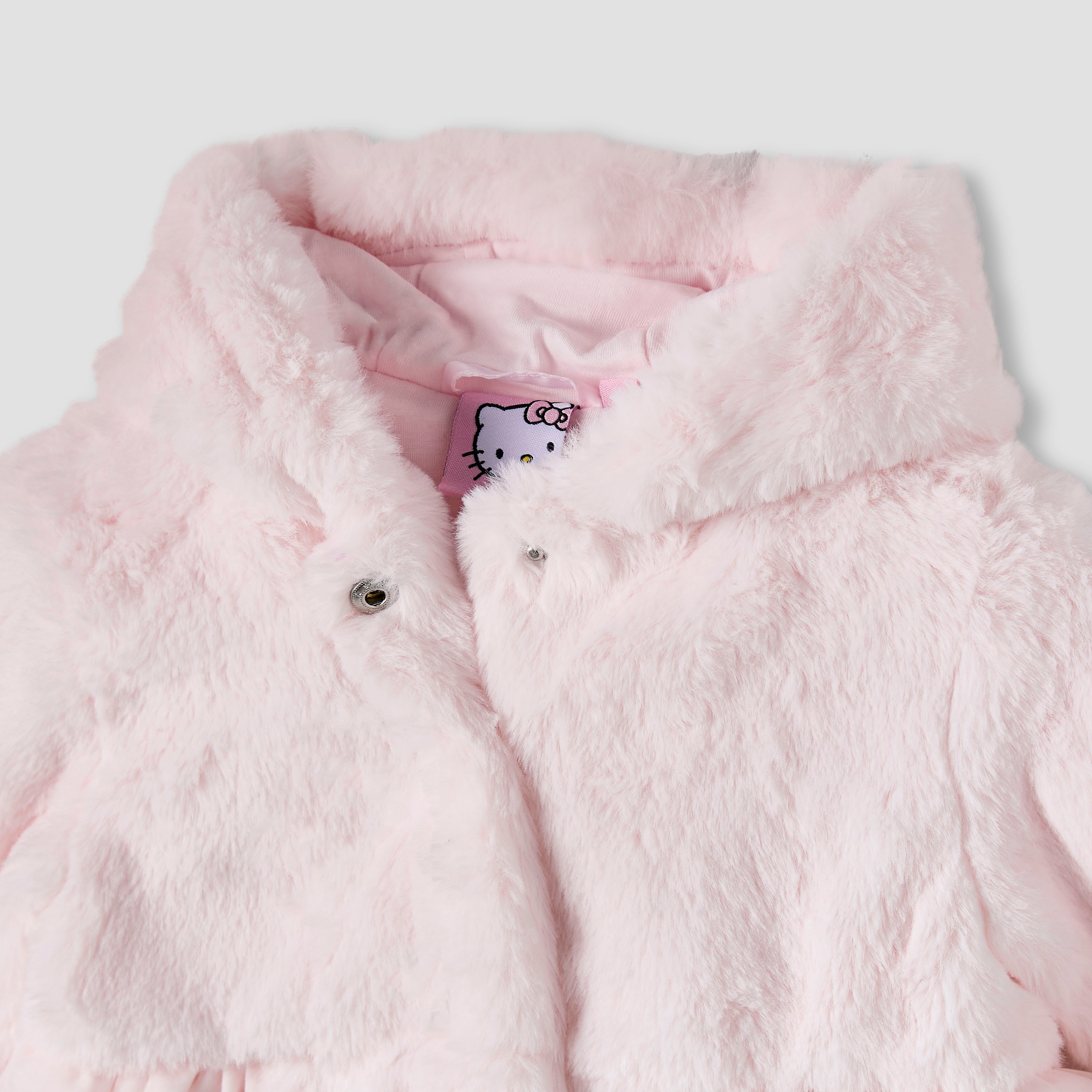 Sanrio Hello Kitty Embroidered Faux Fur Hooded Jacket-baby-girls-clothing-winterwear-jacketsandcoats-image-3
