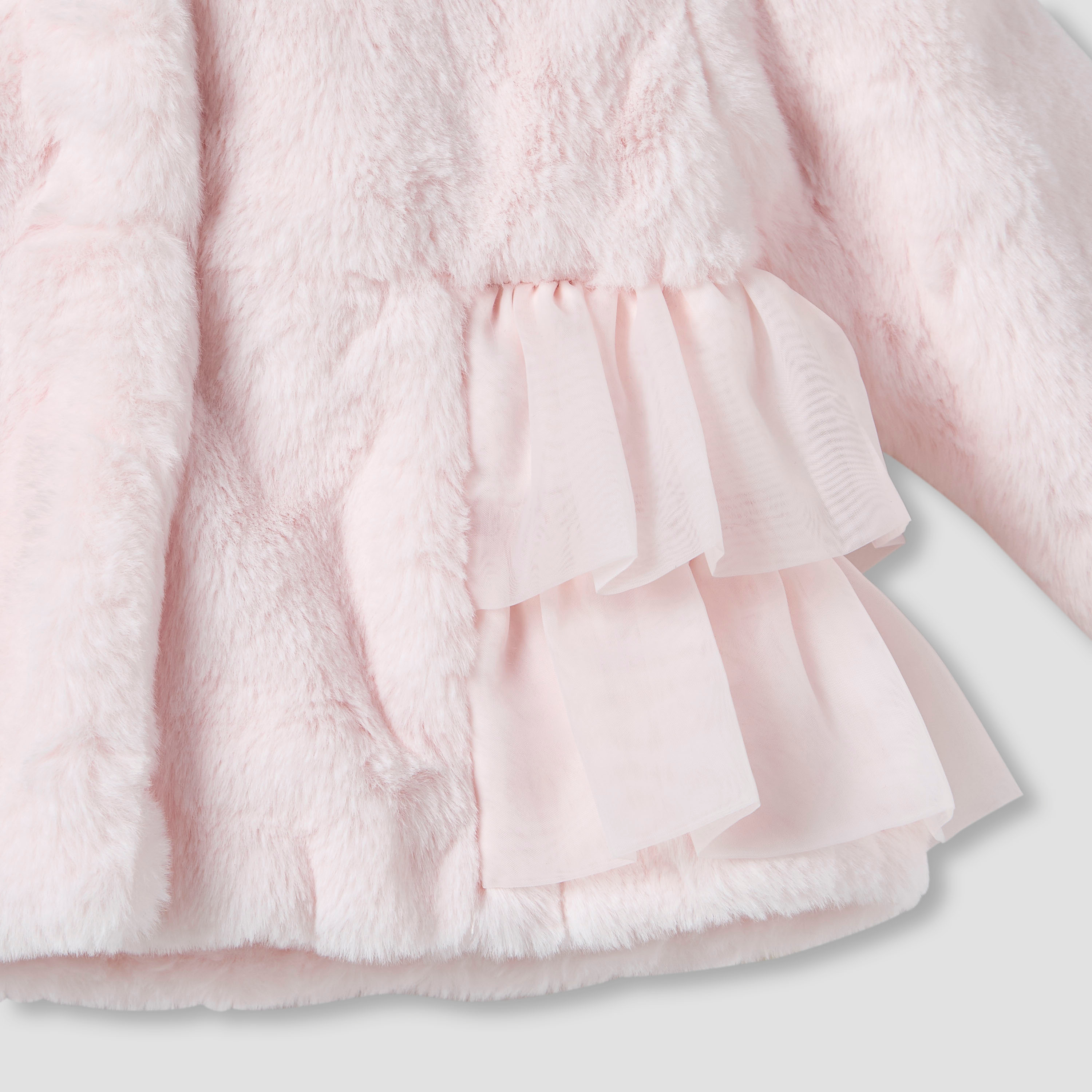 Sanrio Hello Kitty Embroidered Faux Fur Hooded Jacket-baby-girls-clothing-winterwear-jacketsandcoats-image-4