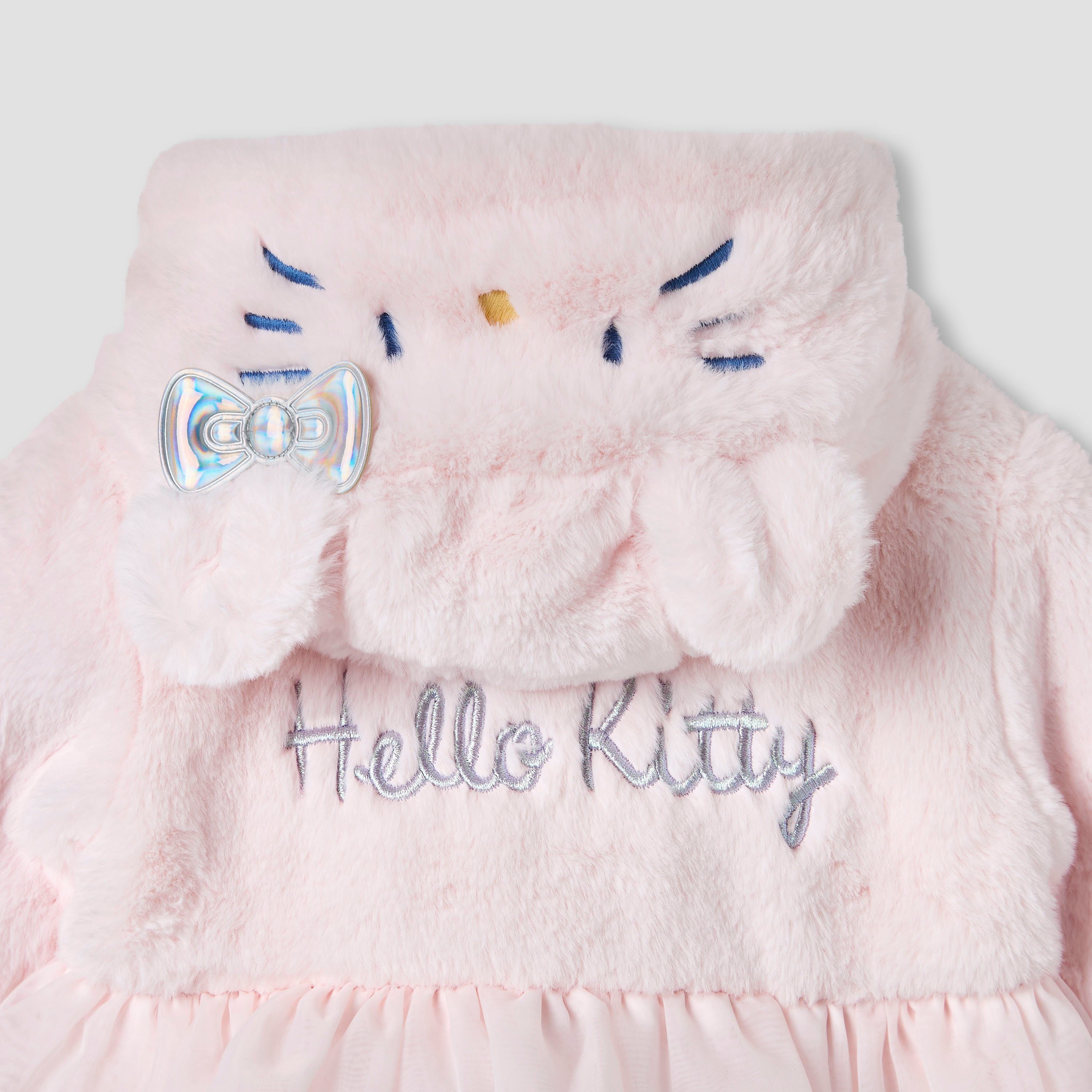Sanrio Hello Kitty Embroidered Faux Fur Hooded Jacket-baby-girls-clothing-winterwear-jacketsandcoats-image-5