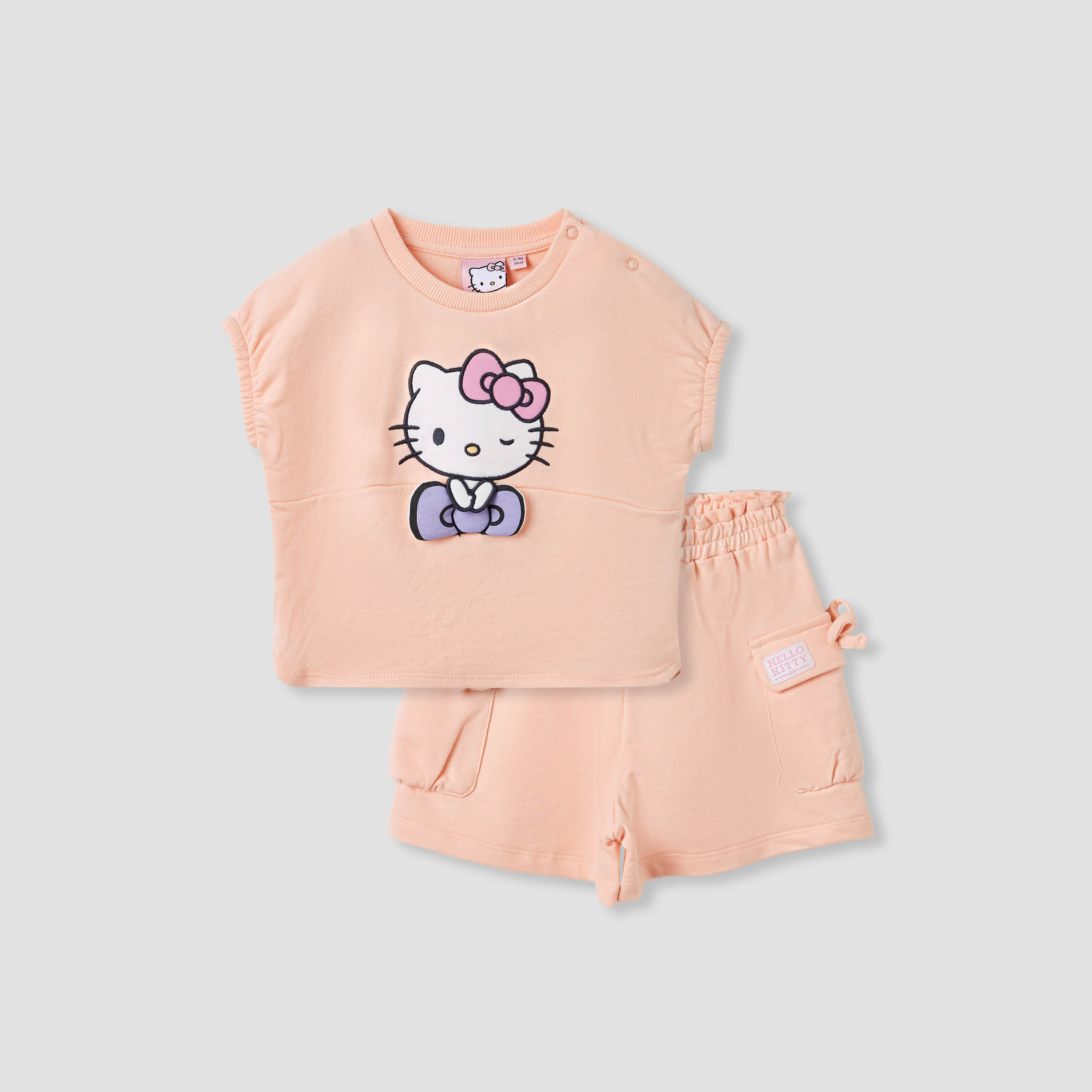 Sanrio Hello Kitty Print T-shirt and Shorts Set-baby-girls-clothing-setsandcoords-image-1