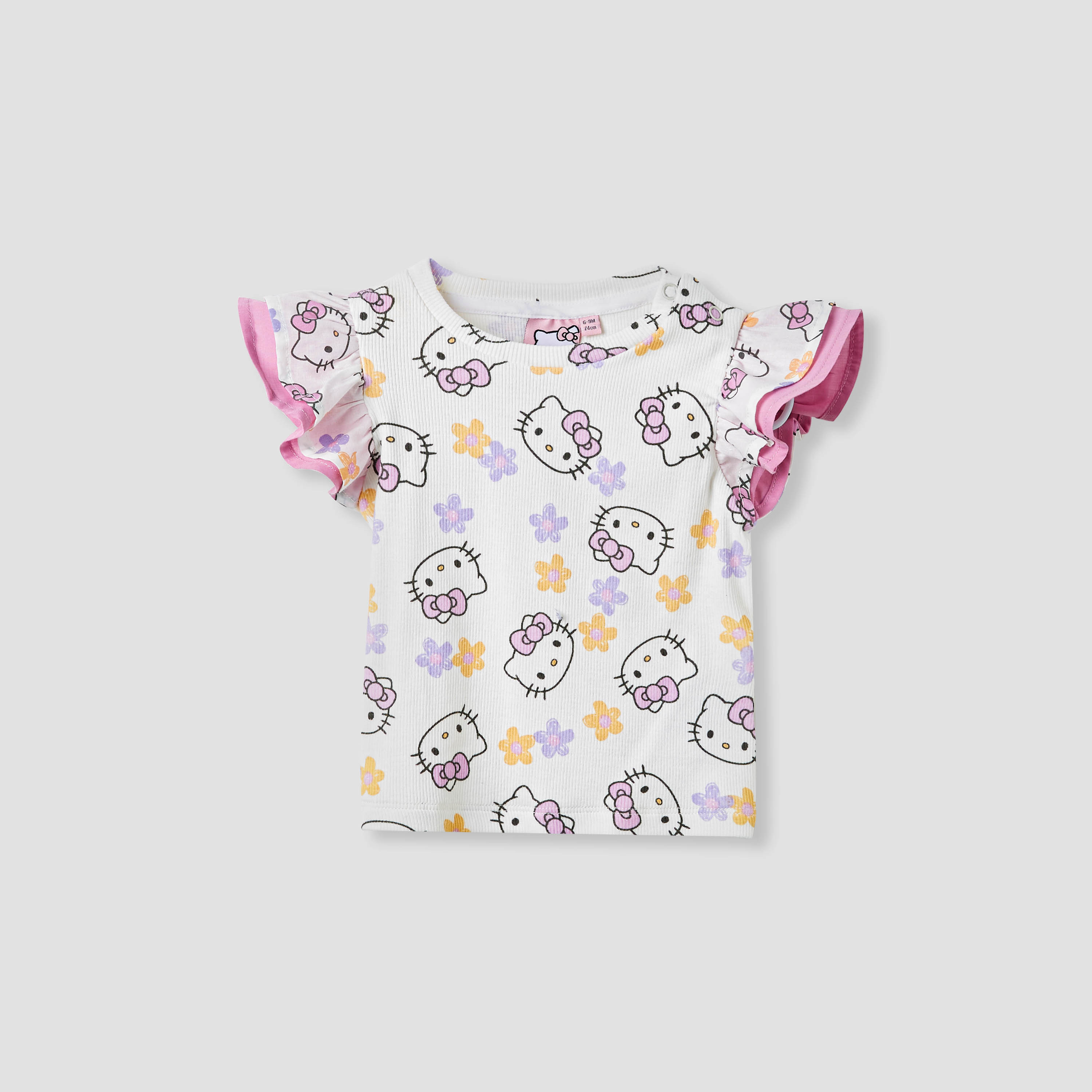 Sanrio Hello Kitty Print T-shirt and Denim Dungaree Set-baby-girls-clothing-setsandcoords-image-3