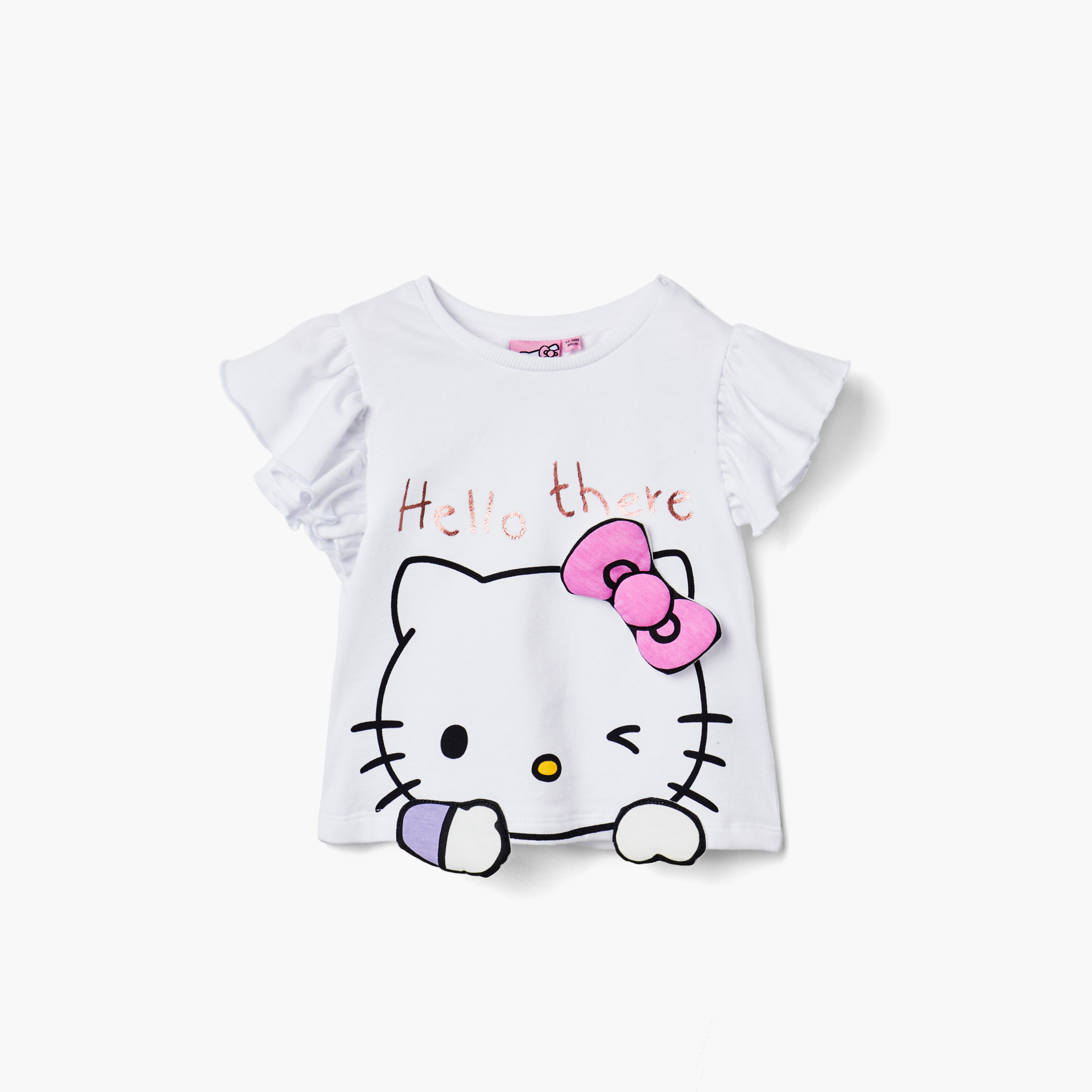 Sanrio Hello Kitty Print T-shirt with Skirt and Hairband-baby-girls-clothing-setsandcoords-image-2
