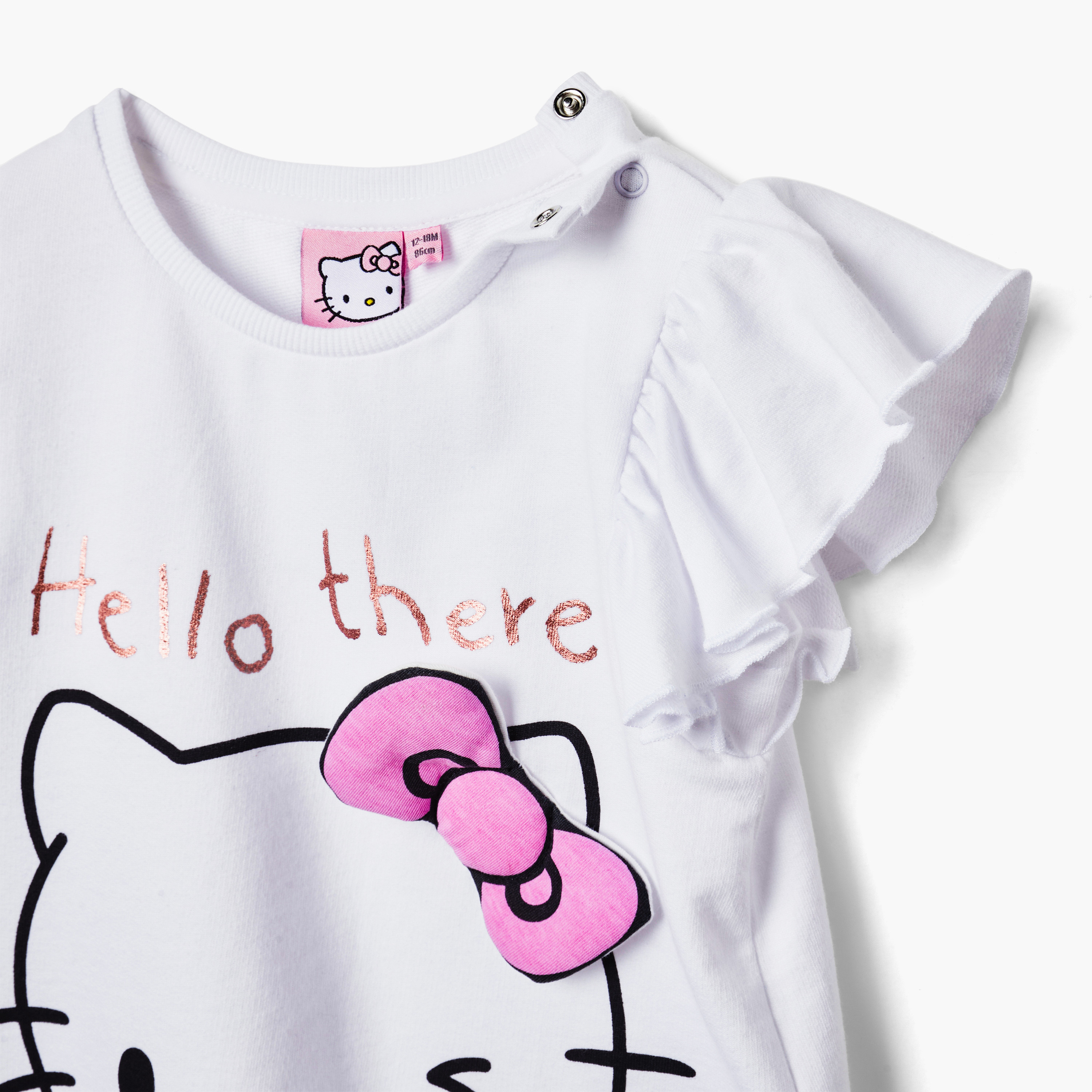 Sanrio Hello Kitty Print T-shirt with Skirt and Hairband-baby-girls-clothing-setsandcoords-image-5