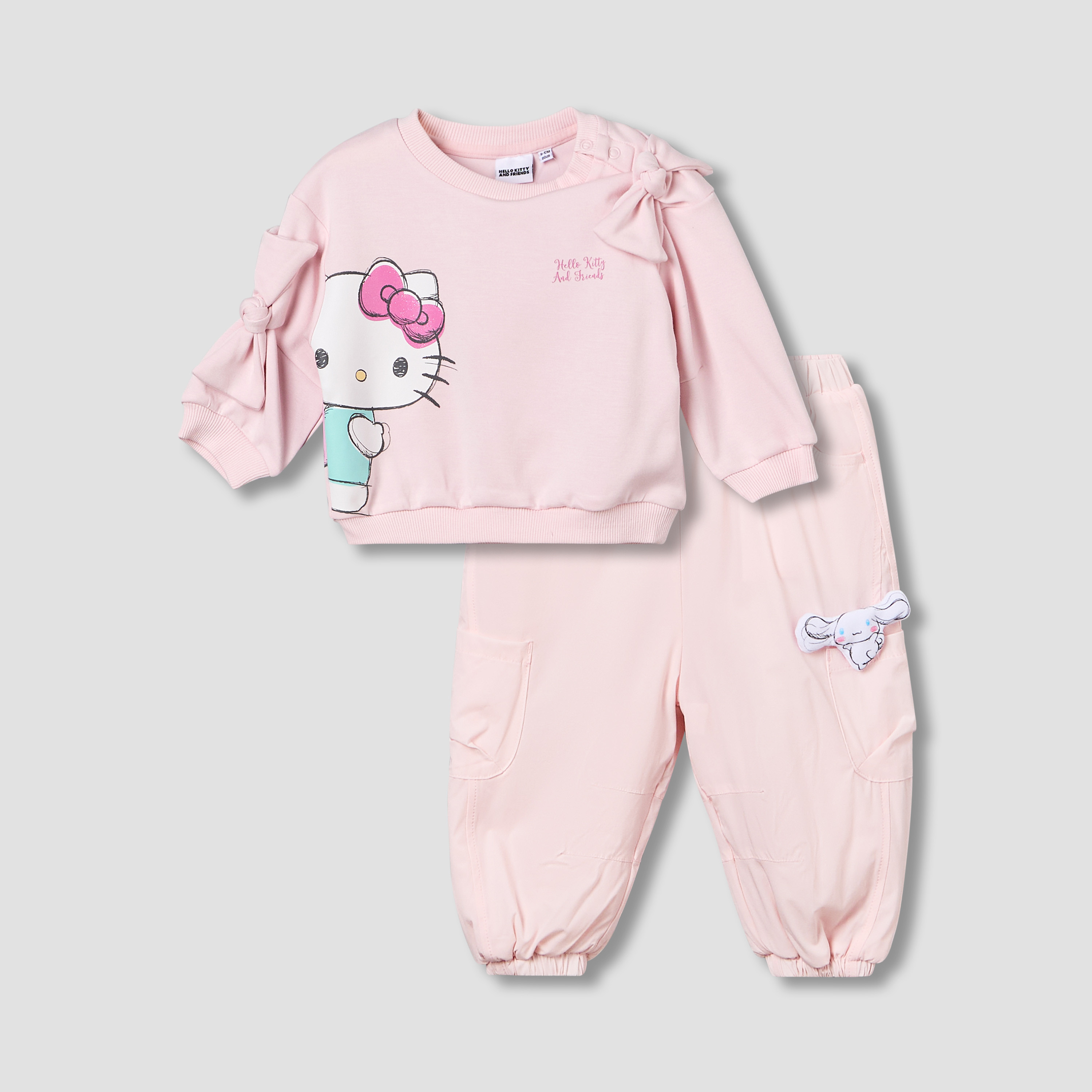 Sanrio Crew Neck Long Sleeves Sweatshirt and Joggers Set with Hello Kitty and Friends Print-baby-girls-clothing-setsandcoords-image-2